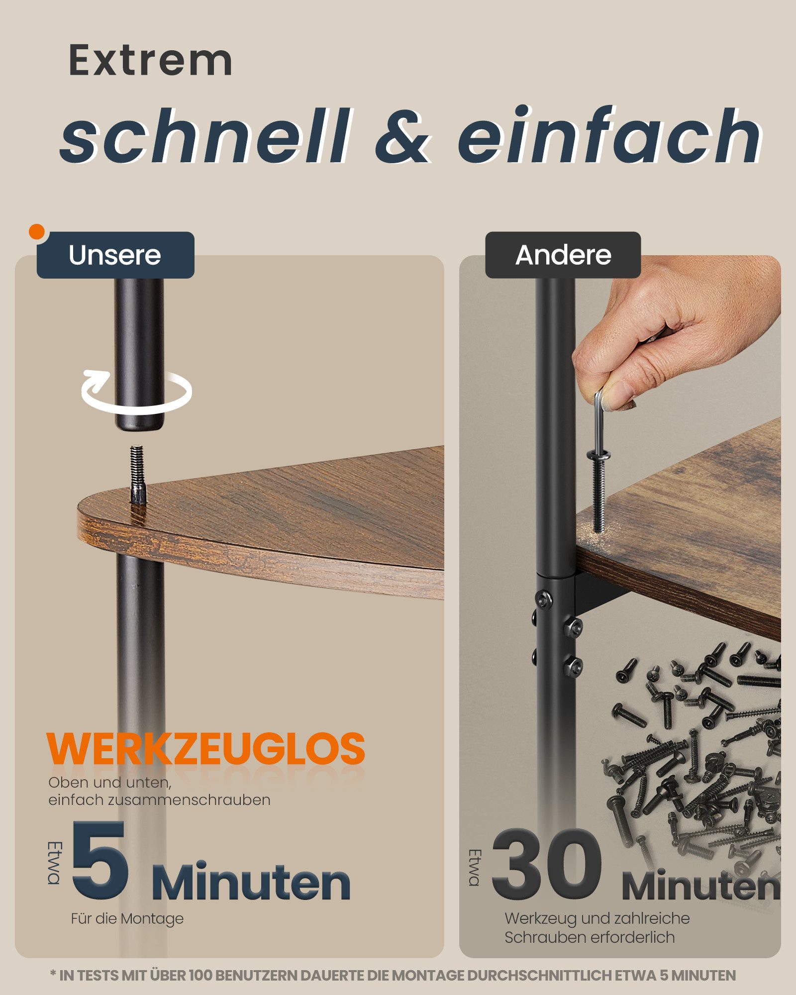 SONGMICS HOME Eckregal Standregal Regal, mit 5 Ebenen, superschnelle werkzeuglose Montage