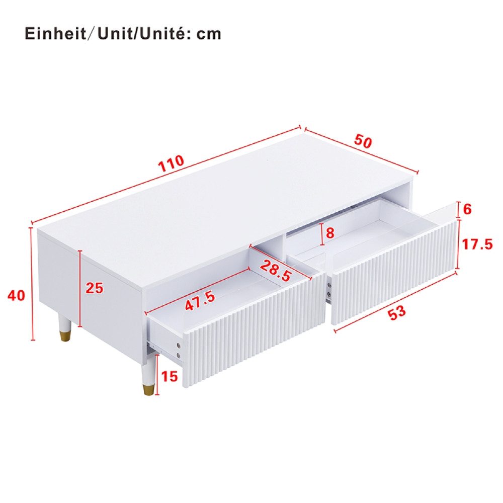 Ulife Couchtisch Wohnzimmertisch, Sofatisch mit zwei günstig online kaufen