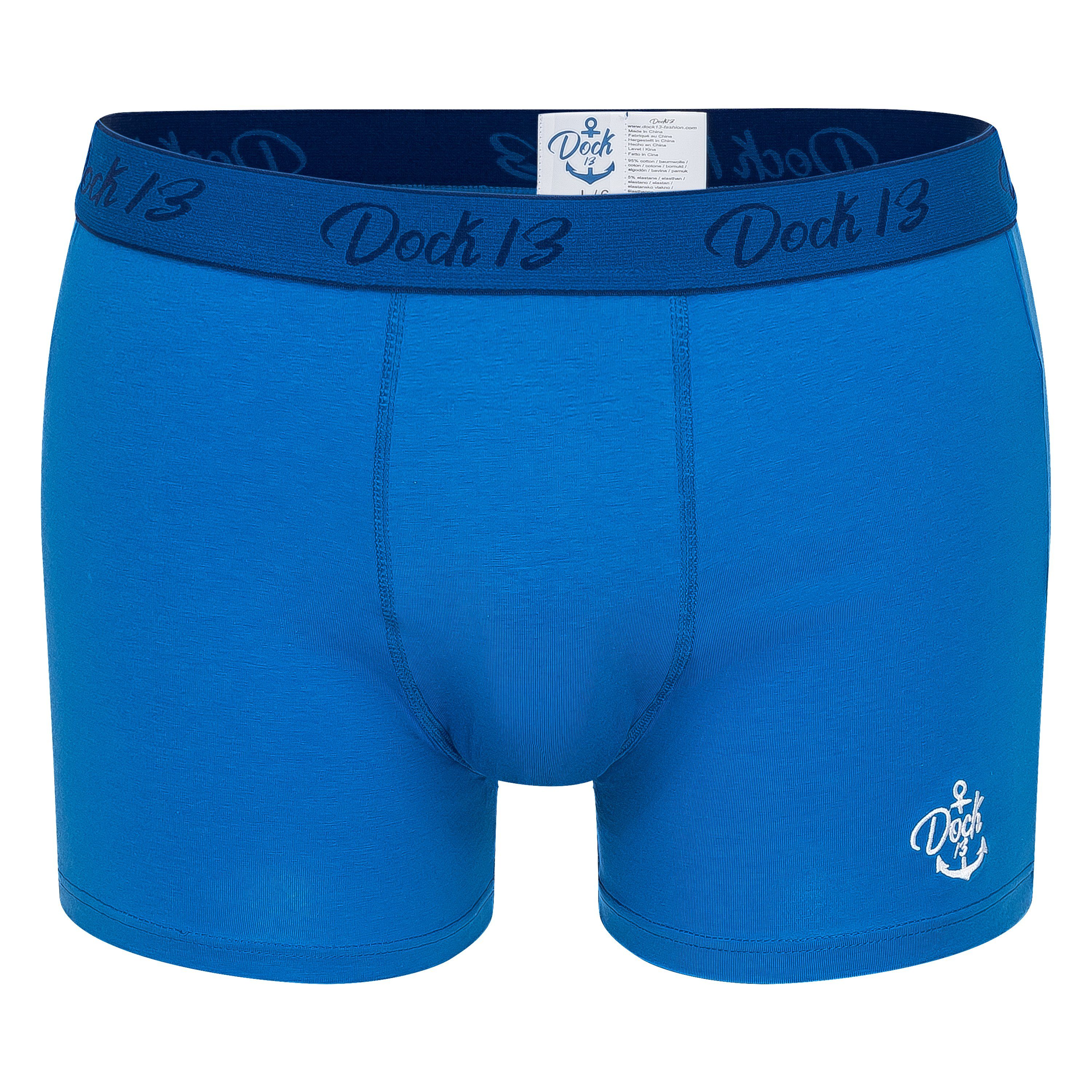 Dock13 Retro Boxer Dock13 Männer Boxershorts "Grömitz" Maritim (3er Pack Boxers) (3er-Pack, 3-St., 3er-Pack) mit Logostickerei, gewebtet Bund,eleganter Verpackung