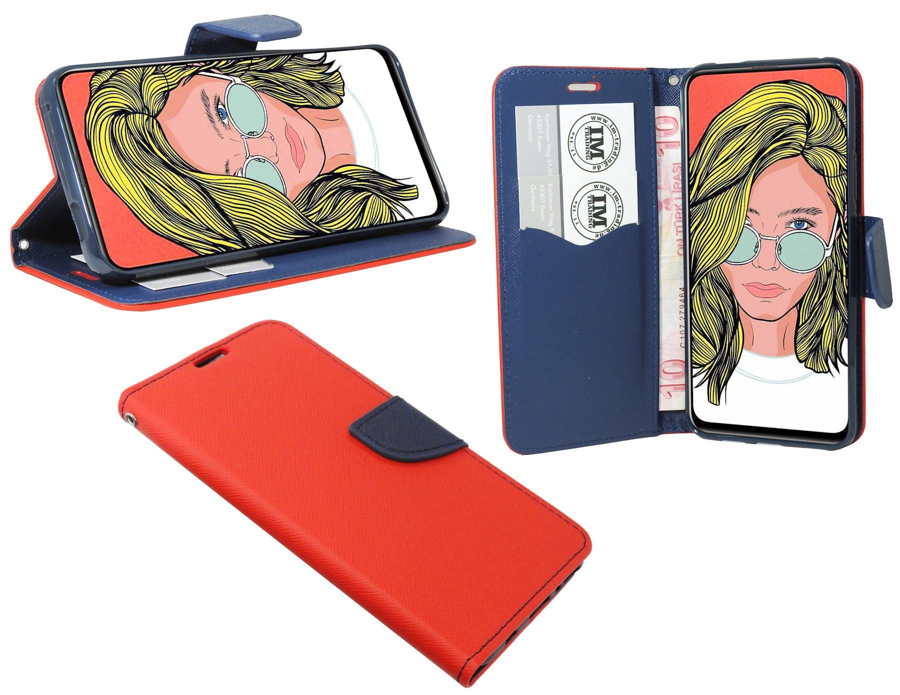 cofi1453 Handyhülle Hülle Tasche für Huawei P Smart Z, Kunstleder Schutzhülle Handy Wallet Case Cover mit Kartenfächern, Stan
