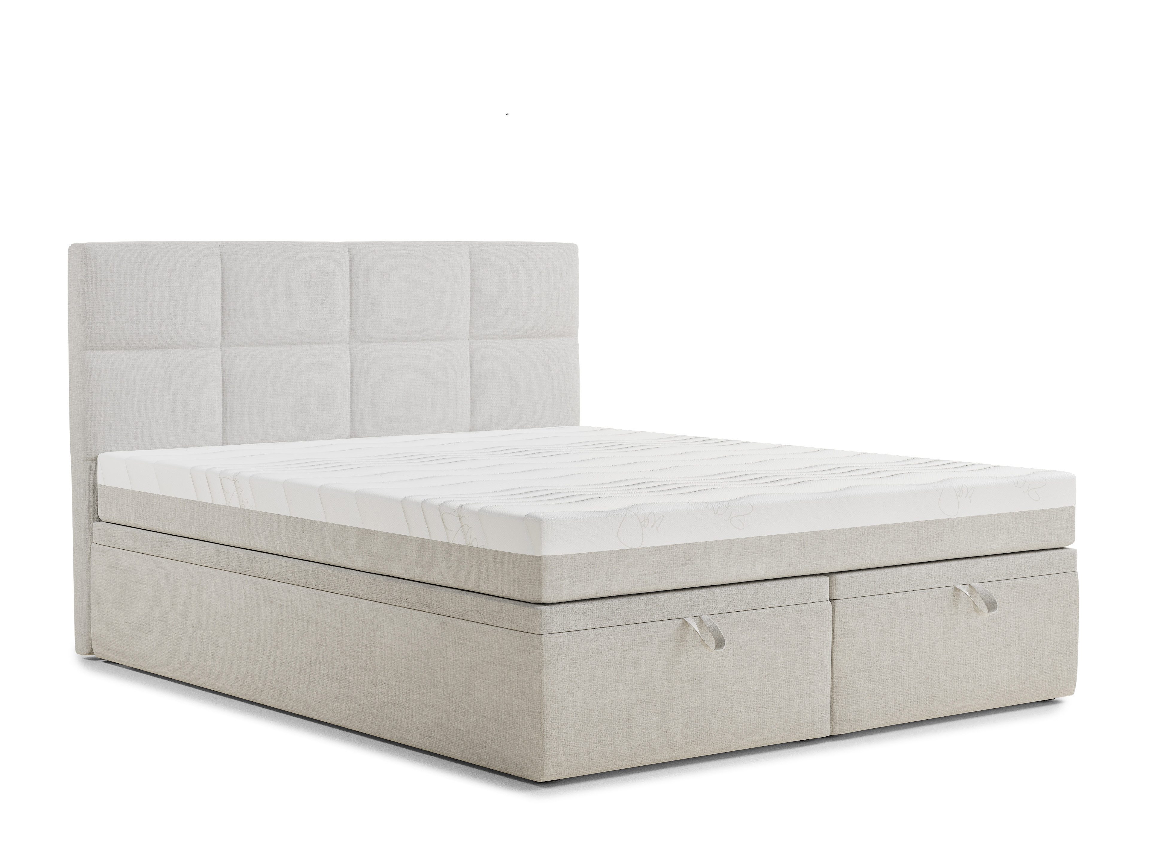 Maison de Rêve Boxbett Umage mit Bettkasten (Boxbett mit Matratze mit Stauraum und Kopfteil), Boxspringbett mit Matratzen H3, Doppelbett mit Stauraum, Kopfteil