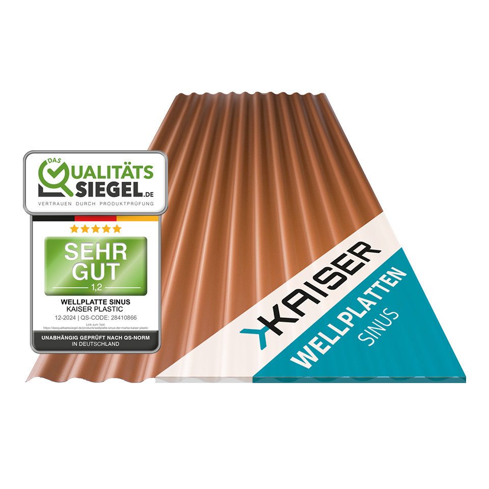 Kaiser plastic Wellplatte in verschiedenen Größen & Farben - Extra Robust (PC), 1,2 mm, (Dachplatten C-Struktur 1,2mm Stärke, Sinus 76/18 Welldach, 1-St., Lichtwellplatten), Made in Germany - Hagelfest & UV-Schutz - Grün - Größe: 90 x 117cm