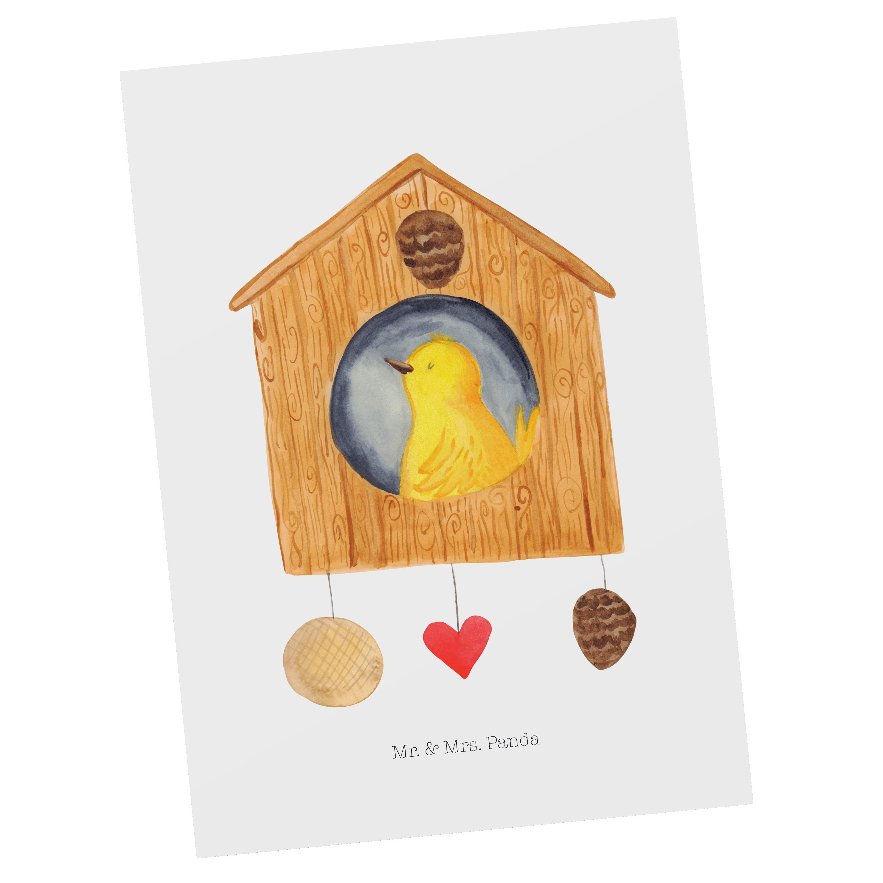 Mr. & Mrs. Panda Postkarte Vogelhaus sweet Home - Weiß - Geschenk, Geschenkkarte, Gute Laune, lu