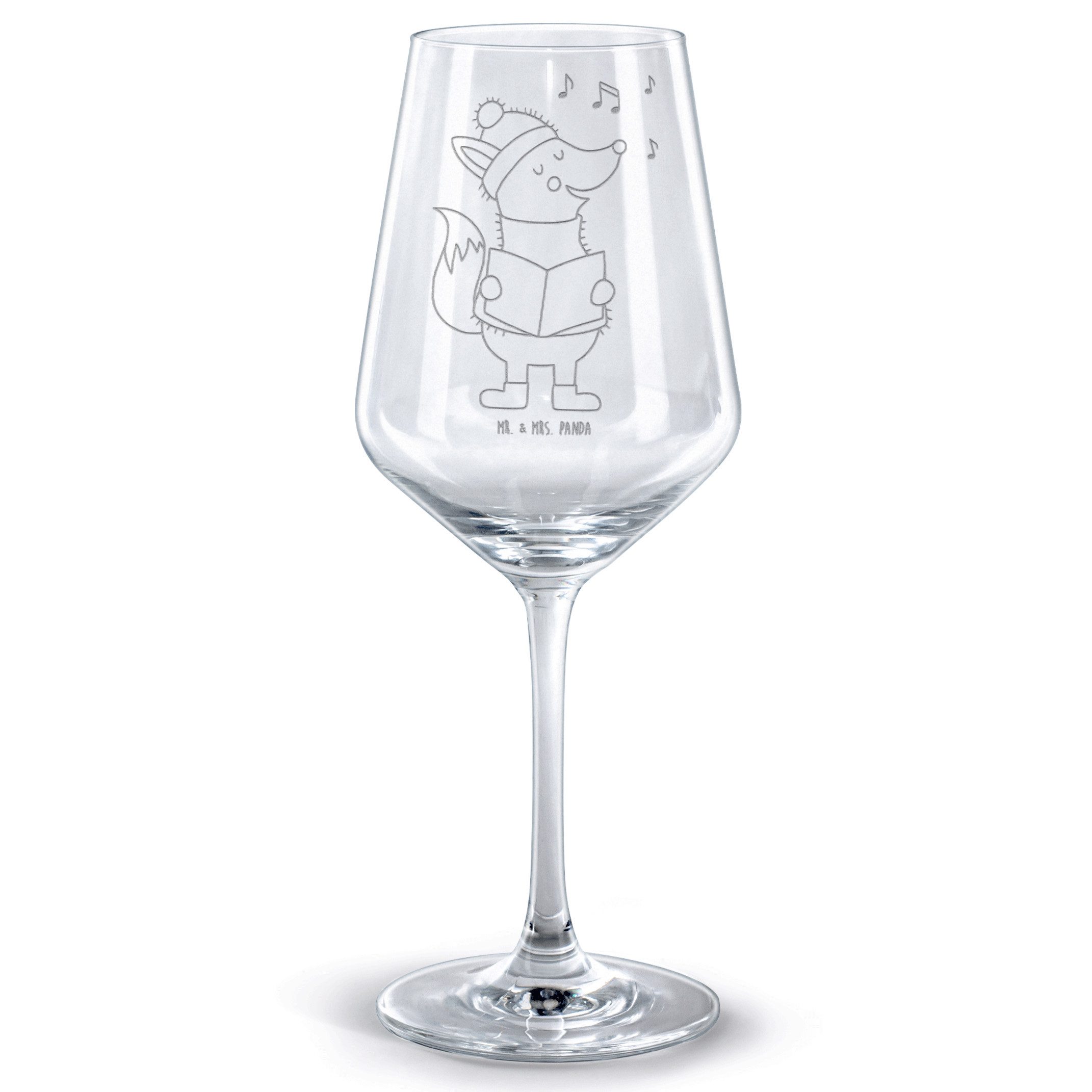 Mr. & Mrs. Panda Rotweinglas Fuchs Sänger, Weinglas, Transparent, Weinglas, Weihnachten, Singen, W, Premium Glas, Winter graviertes Weinglas wein glas