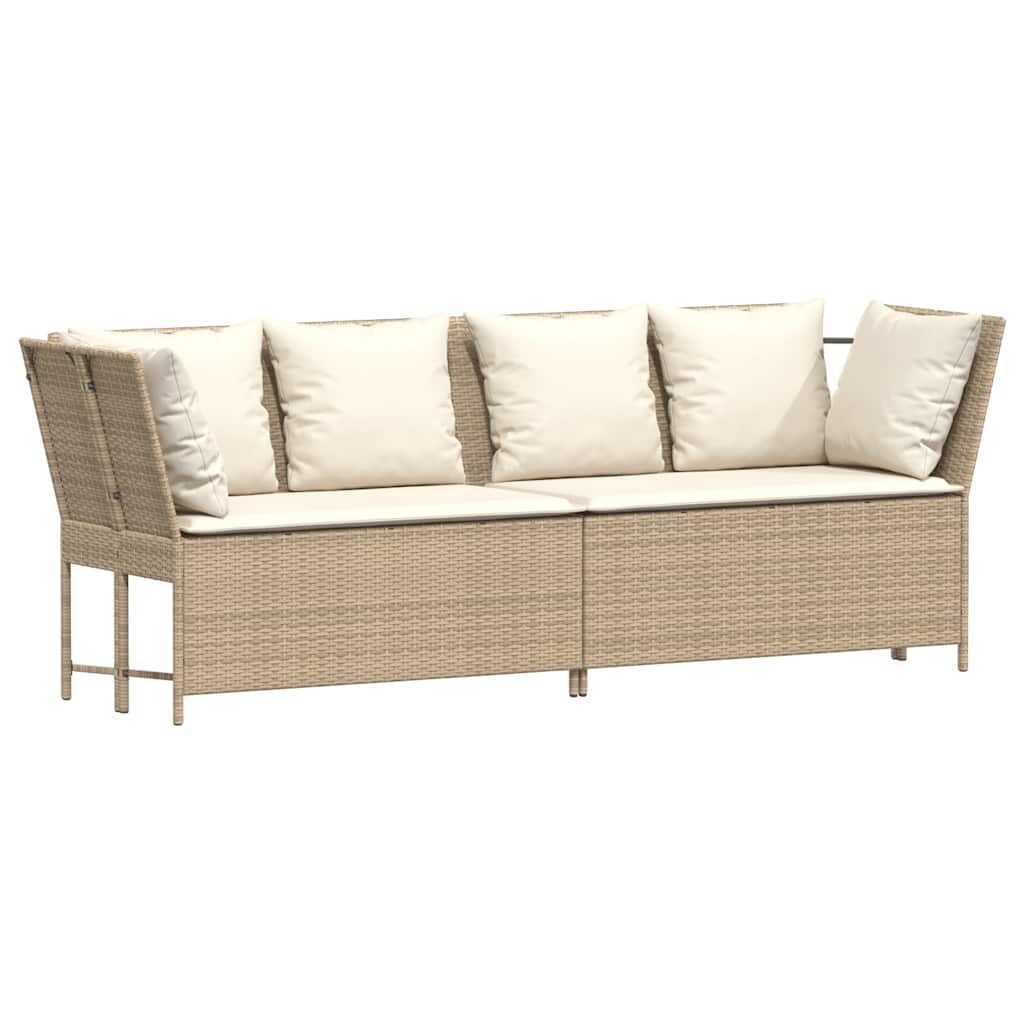 vidaXL Loungesofa Gartensofa mit Kissen Beige Poly Rattan, 1 Teile
