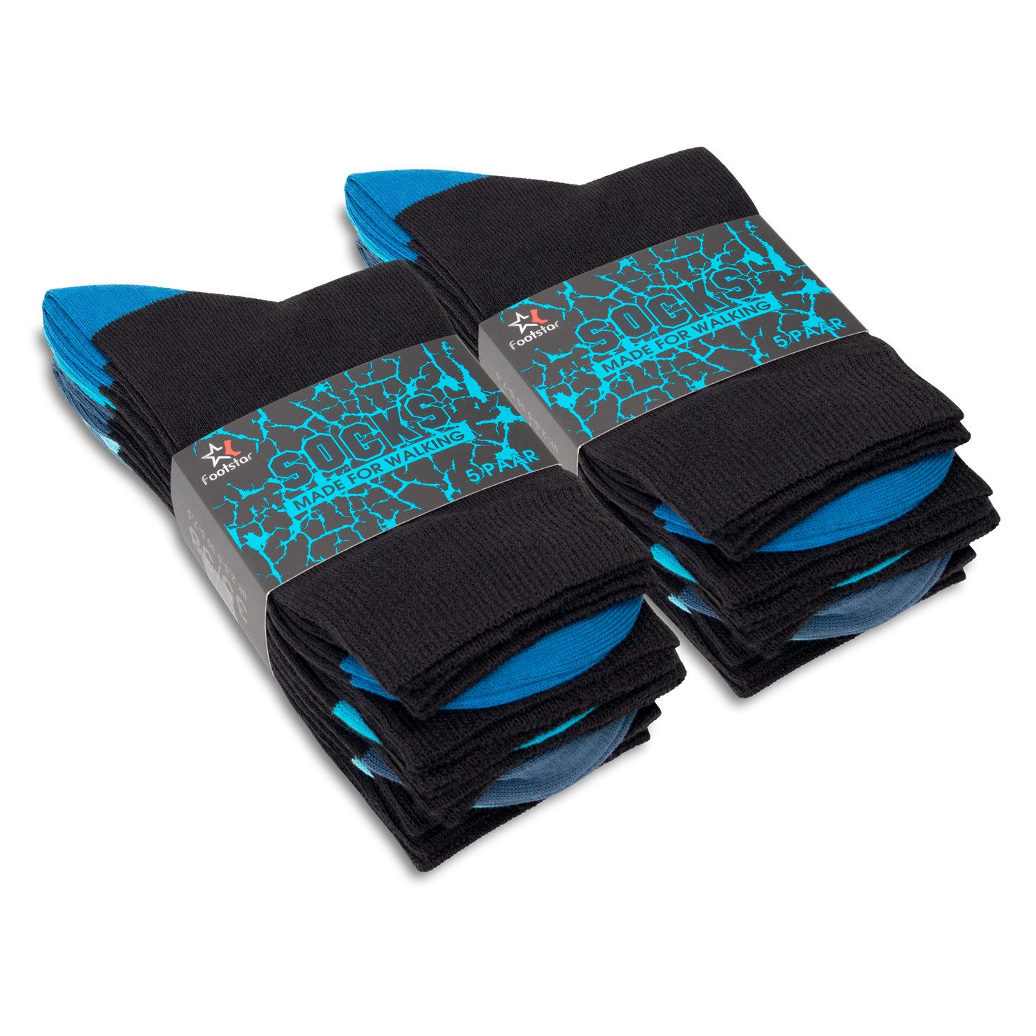 Footstar Basicsocken Damen & Herren Baumwollsocken abgesetzte Ferse/Spitze (10 Paar)