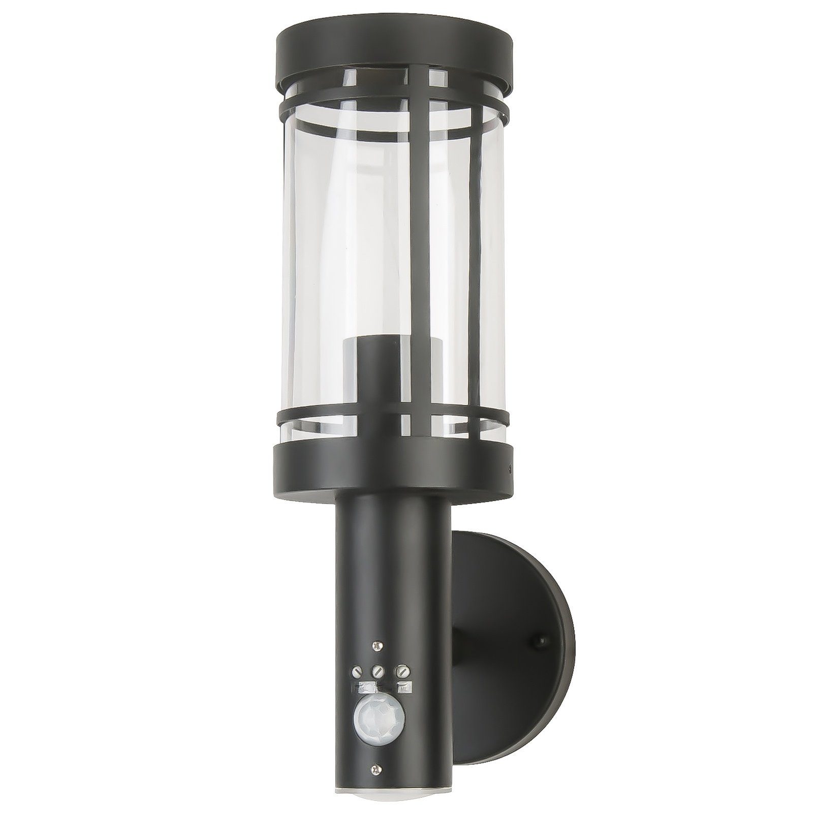 Grafner Wandleuchte Edelstahl Wandlampe mit Bewegungsmelder Anthrazit WL11003 Wandleuchte, ohne Leuchtmittel, Höhe: ca. 33,5 cm, Breite: ca. 18,5 cm, Sensorgesteuert, Wandlampe