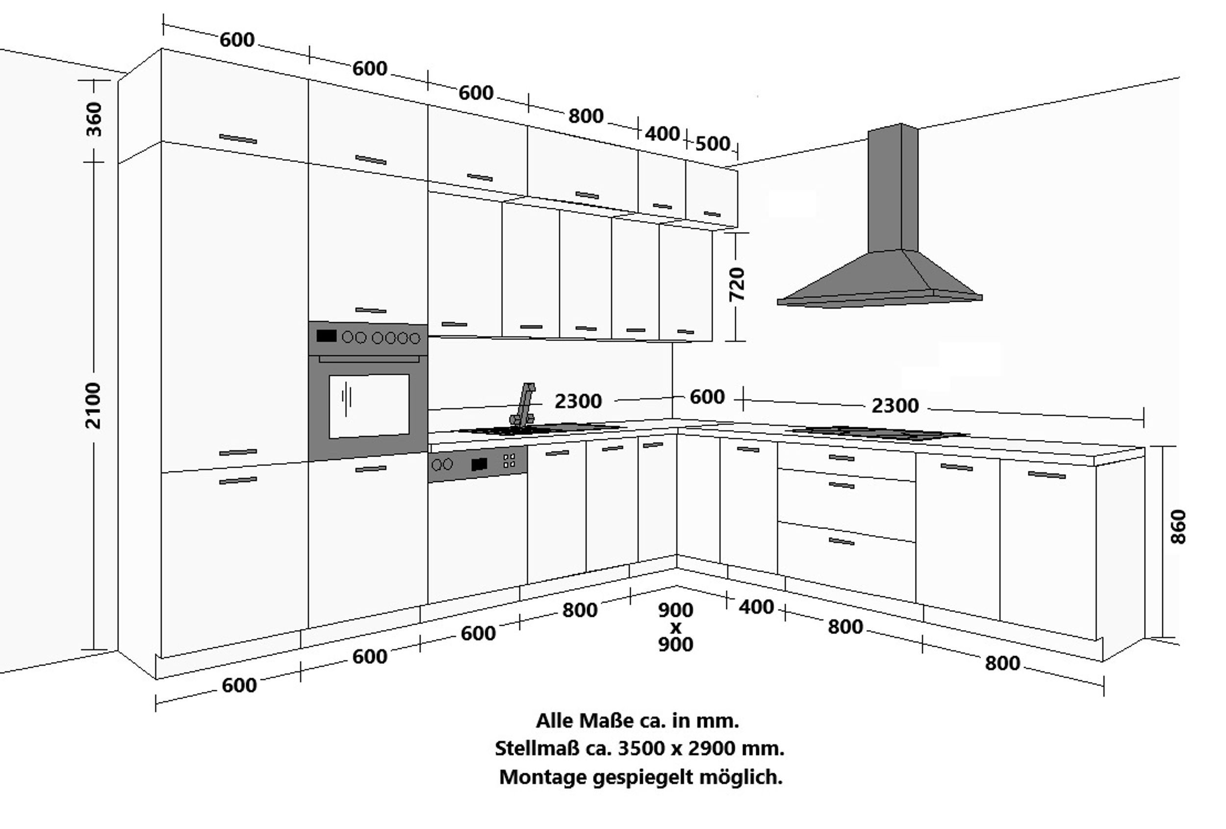 Küchen-Preisbombe Winkelküche ARONA + SIENA 350x290 cm XL Stauraum Küchenzeile Küchenblock Küche