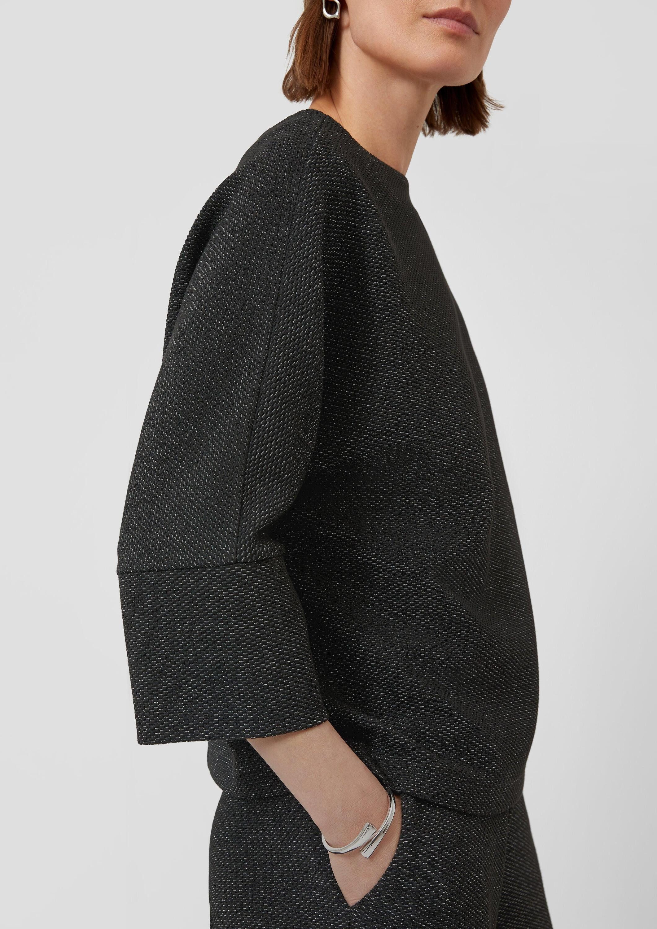 s.Oliver 3/4 Arm-Pullover Sweatshirt Jacquard-Sweatshirt mit Glitzergarn und Fledermausärmeln