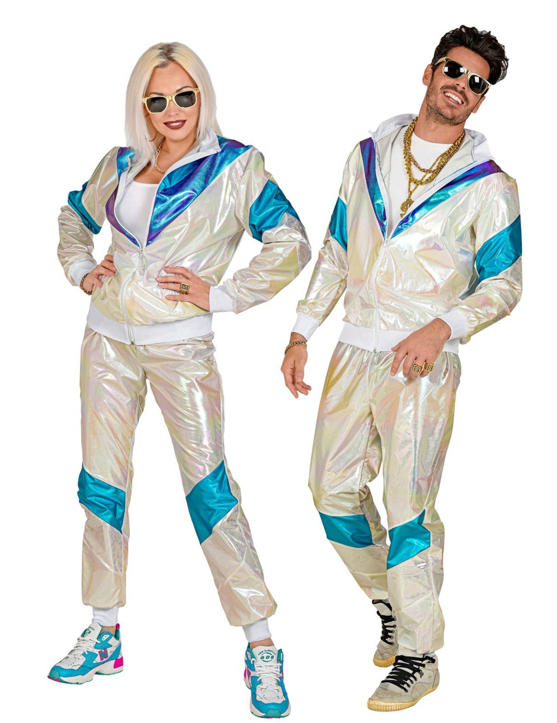 Widmann S.r.l. Kostüm Holographischer Retro Trainingsanzug für Erwachsene w günstig online kaufen