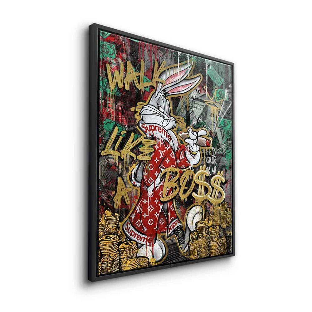 limitiert WALK Leinwandbild, BO$$ Pop A Motiv Leinwandbild Art Rahm weißer DOTCOMCANVAS® LIK€ Rahmen premium mit