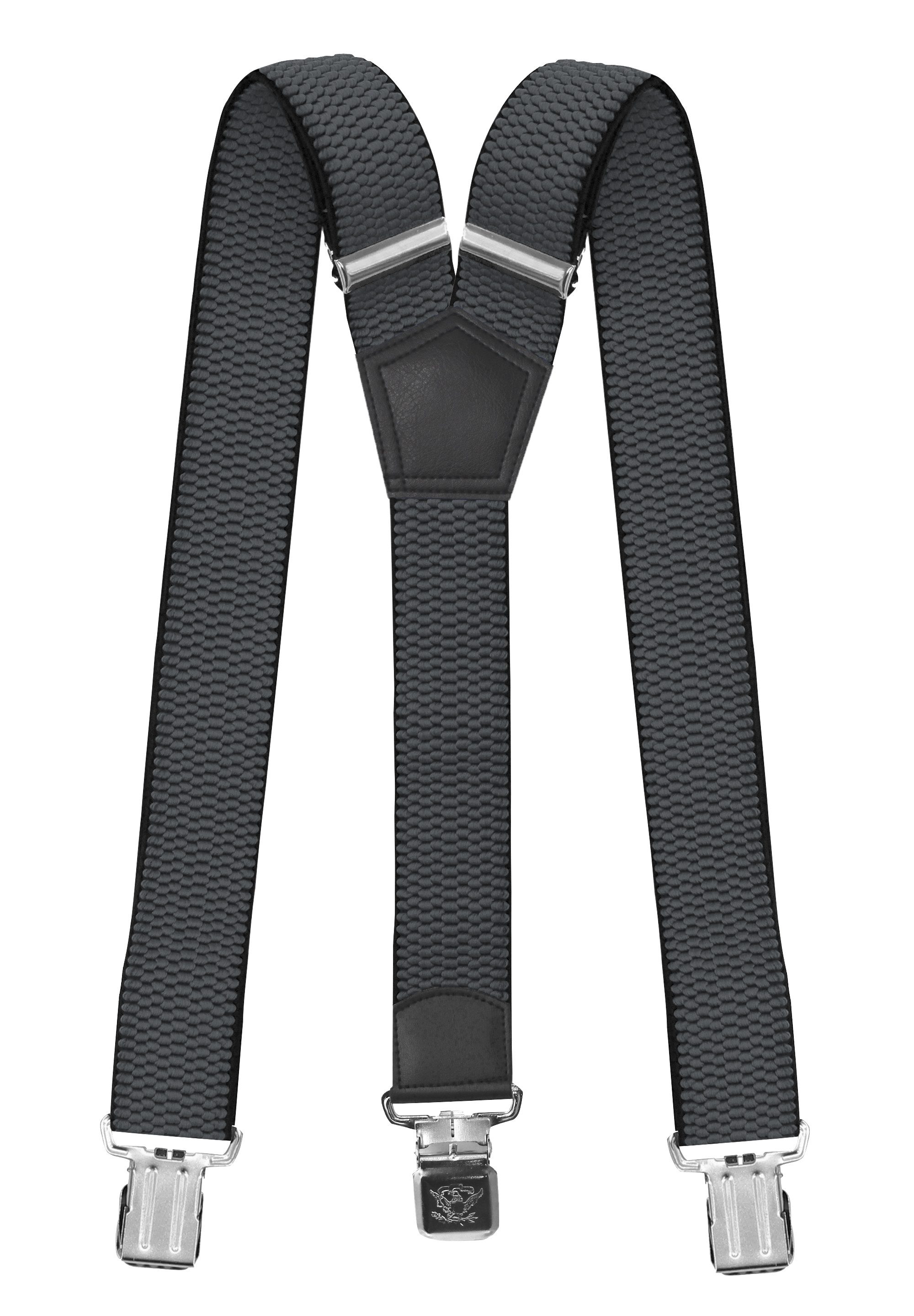 Fabio Farini Hosenträger 4cm Breites Y-Design verstellbar mit extra starken Clipverschluss, Grau