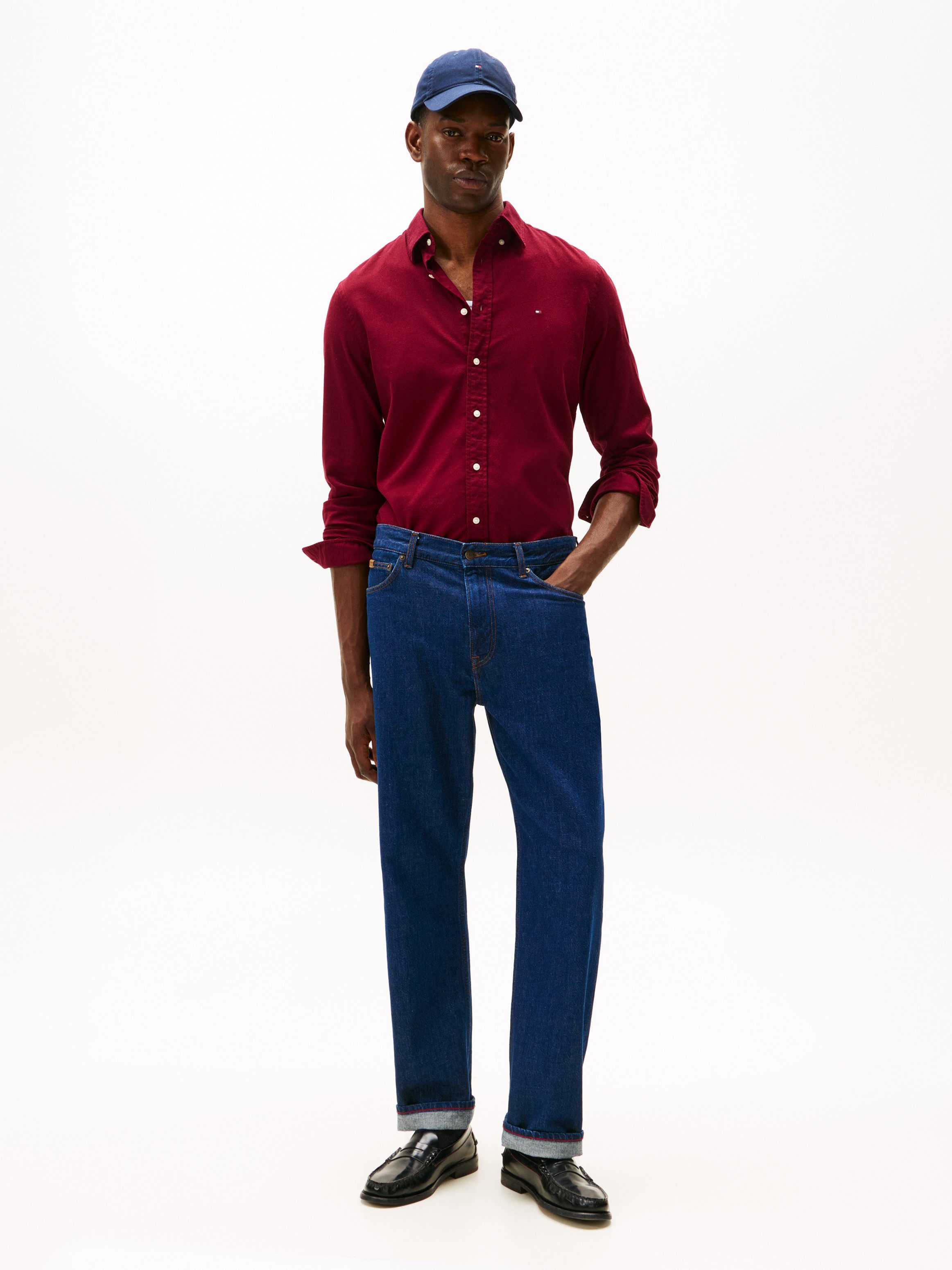 Tommy Hilfiger Langarmhemd FLEX FLANNEL SOLID SHIRT Regular Fit soft Flannel