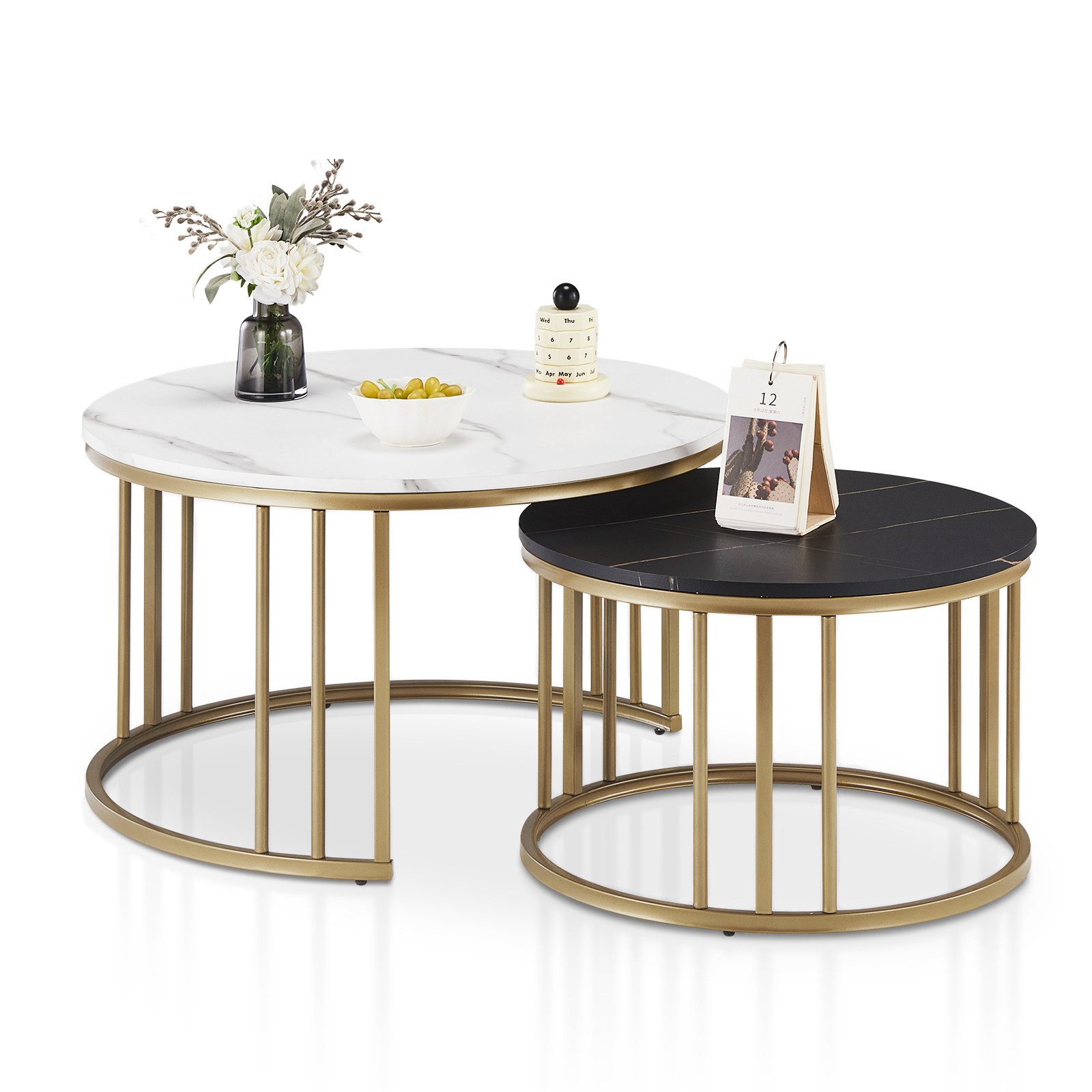 Ofcasa Couchtisch Runder Sofatisch (2er Set), günstig online kaufen