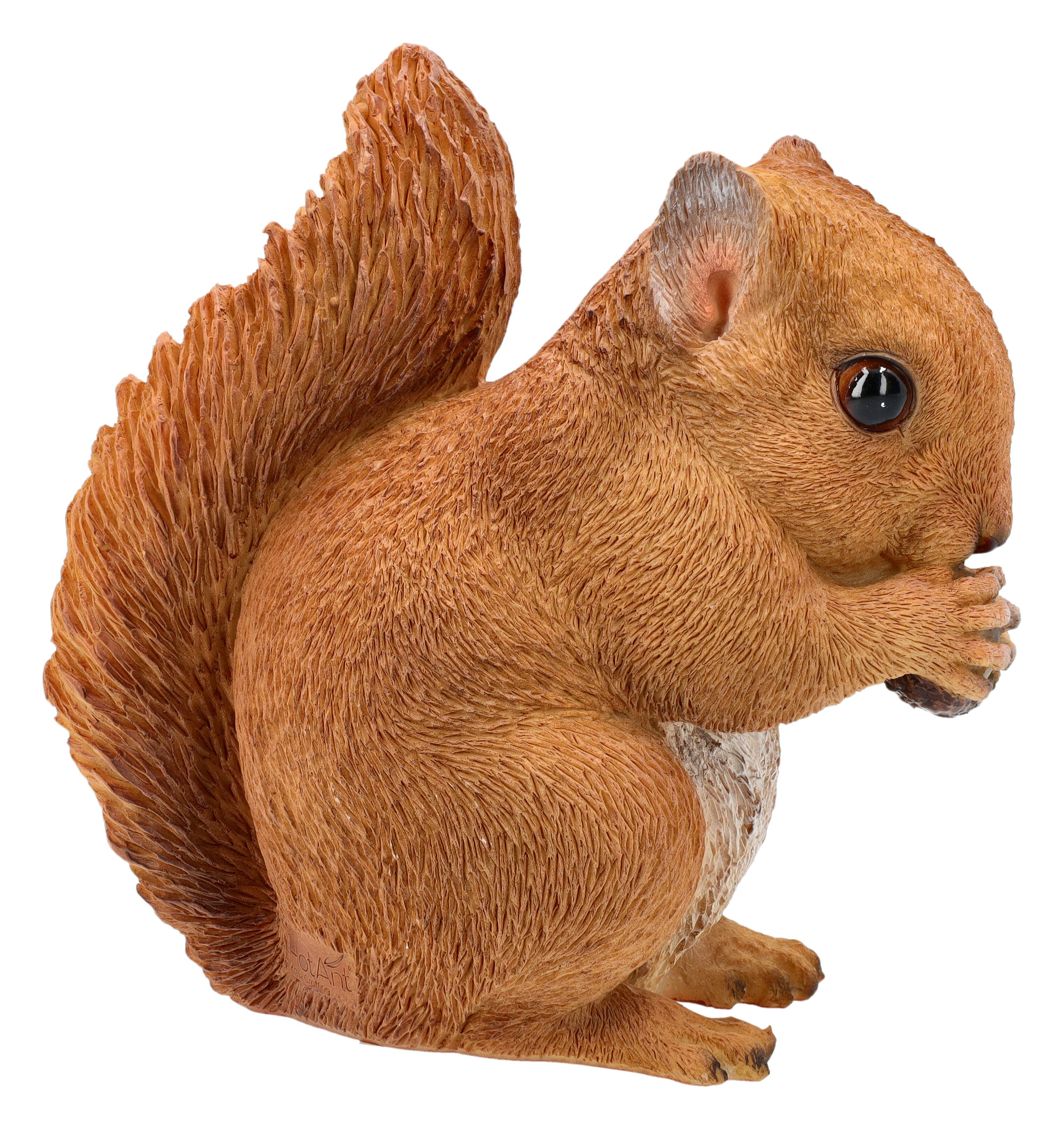 Figuren Shop GmbH Gartenfigur Eichhörnchen Deko – Naturgetreue Tierfigur für Garten 12 cm Dekoration