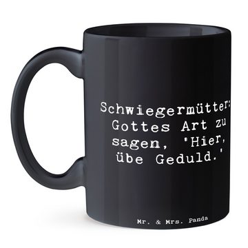 Mr. & Mrs. Panda Tasse Geduld Schwiegermutter - Schwarz - Geschenk, Tasse, Kaffeetasse, Fami, Keramik, Herzberührende Designs