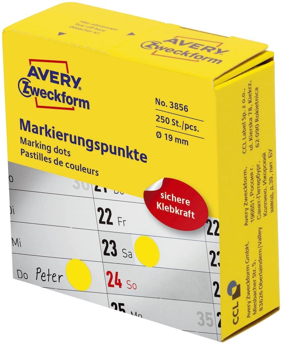 Avery Zweckform Kugelschreiber AVERY Zweckform Markierungspunkte, 19 mm, gelb
