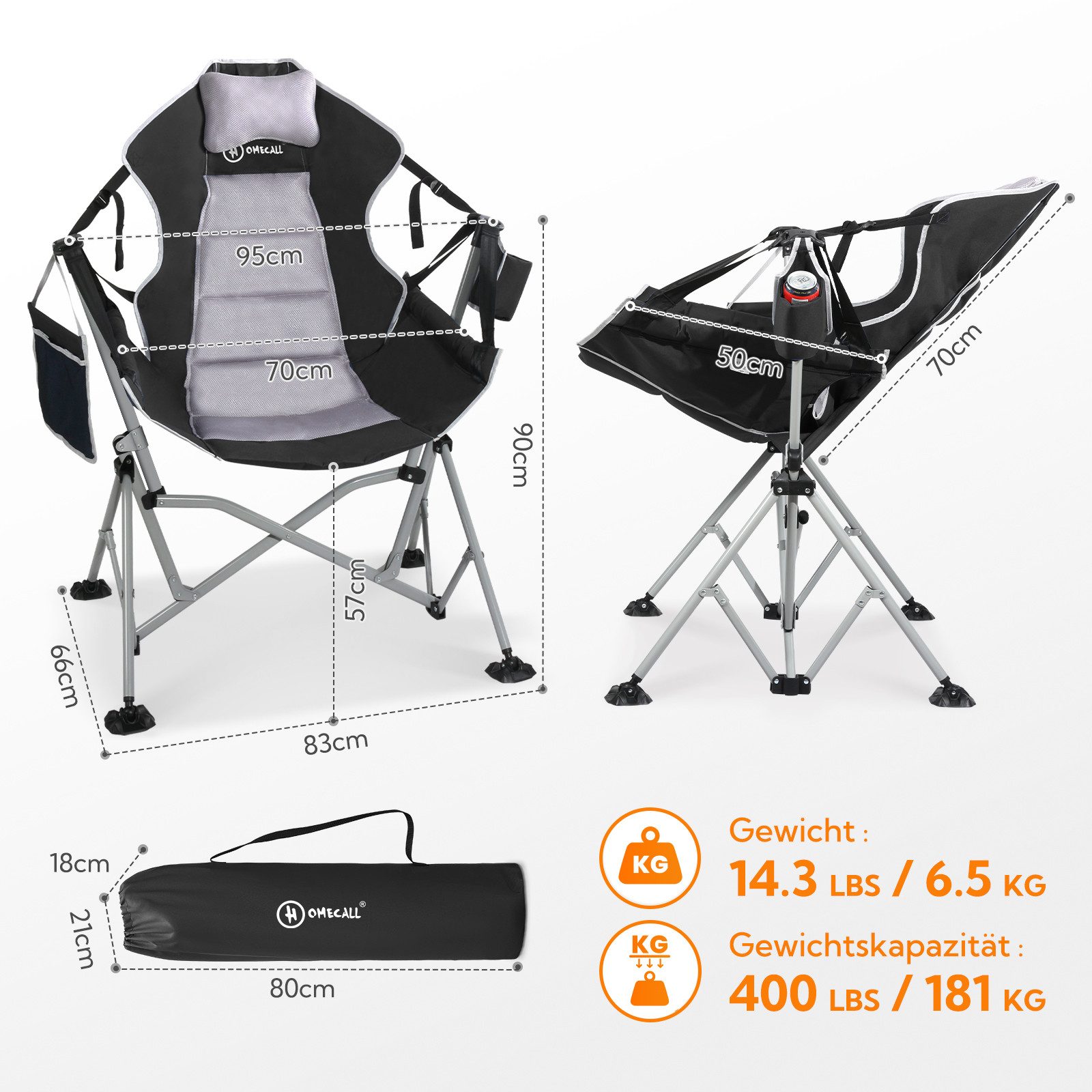 HOMECALL Campingstuhl Stühleschaukelstuhl outdoor Klappstuhl Faltbare günstig online kaufen
