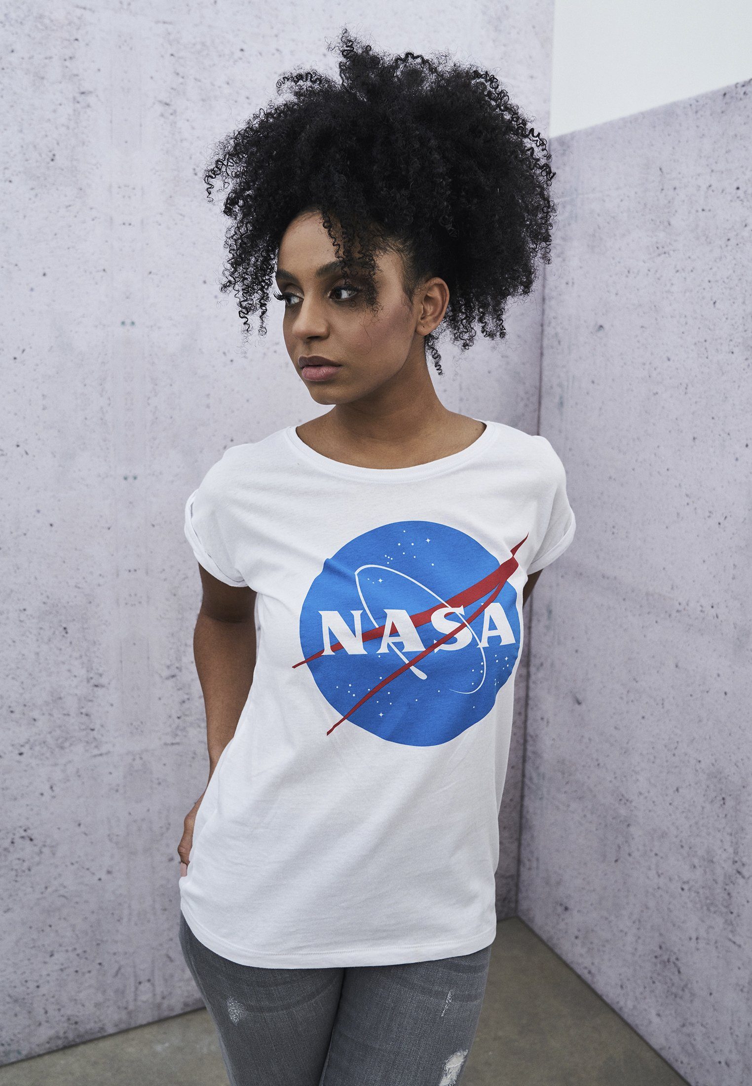 MisterTee T-Shirt Damen Ladies NASA Insignia Tee (1-tlg) white