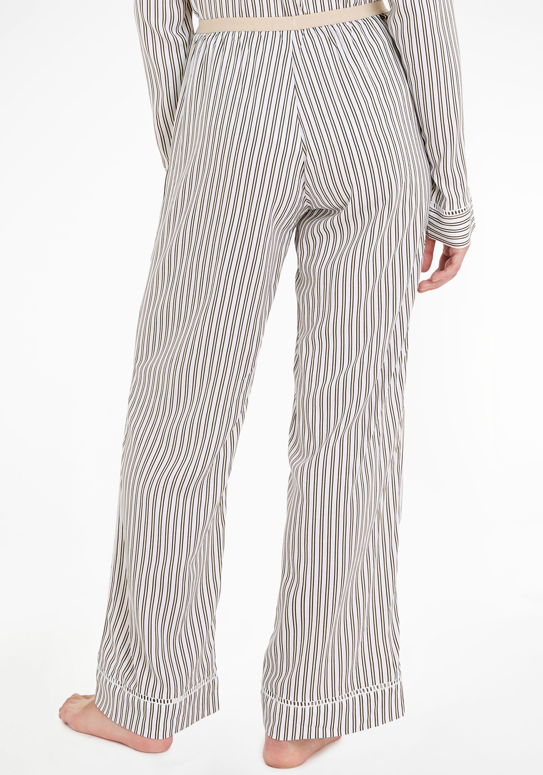 Tommy Hilfiger PANTS Schriftzug Hilfiger abgesetztem Bündchen farblich Schlafhose mit mit Underwear TH Tommy WOVEN