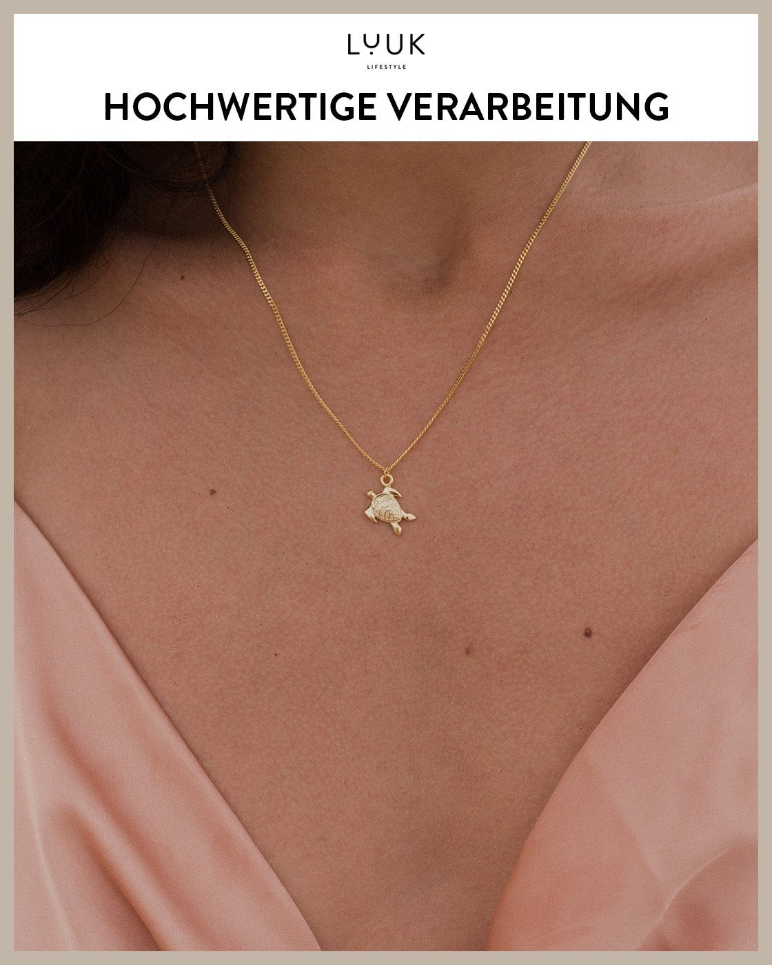 LUUK LIFESTYLE Silberkette Schildkröte, aus 925 Sterling Silber, Turtle Glücksbringer, Damenschmuck
