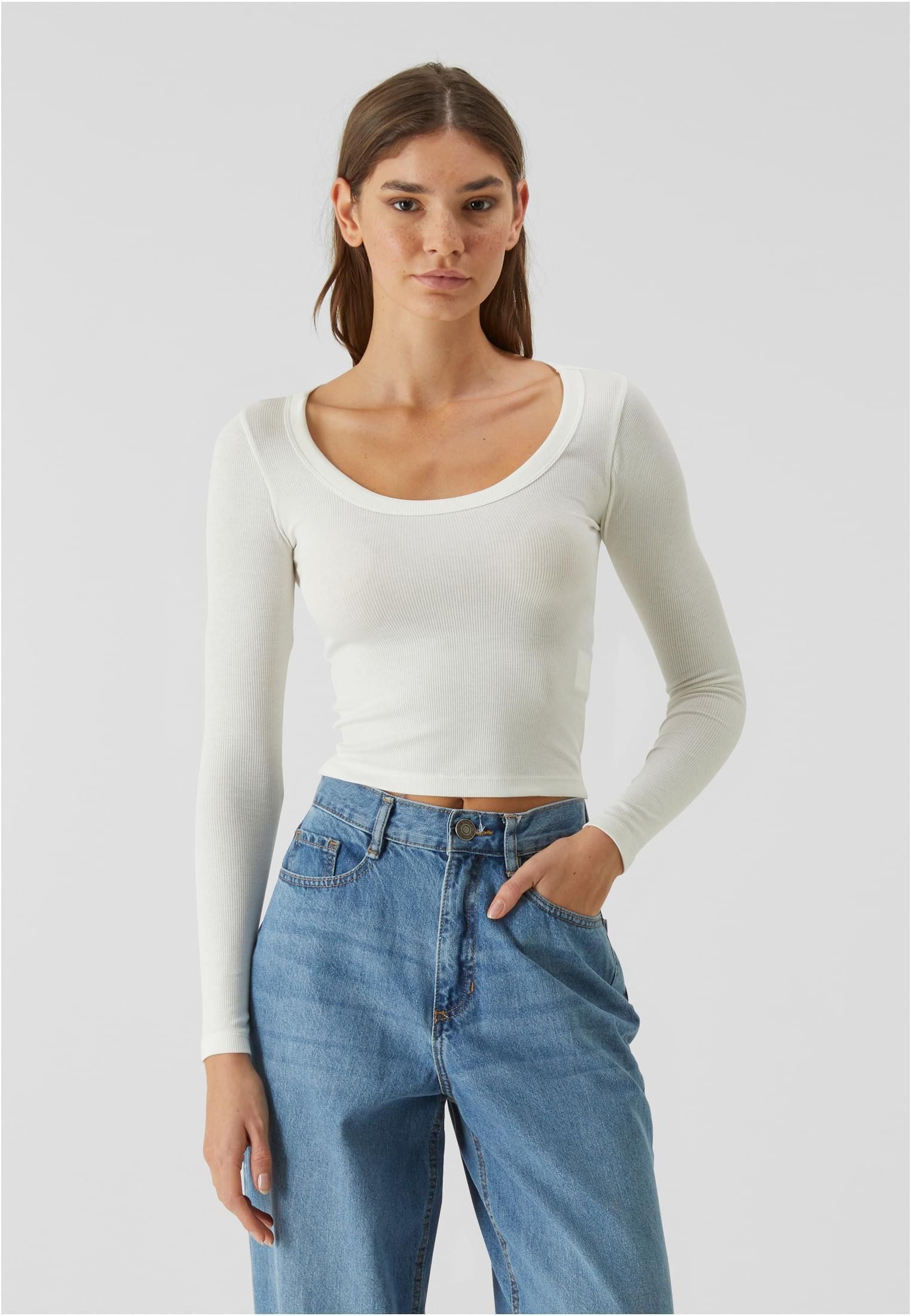 URBAN CLASSICS Tanktop Ladies Organic Rib Jersey Wide Neck Longsleeve Damen Top