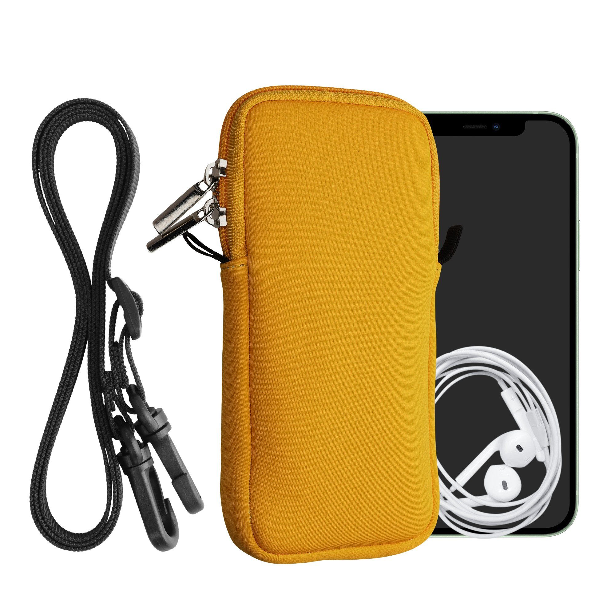 kwmobile Handyhülle Handytasche für Smartphones XXL - 7", Neopren Handy Hülle mit Kordel - Tasche mit Handykette 17,7 x 8,5 cm