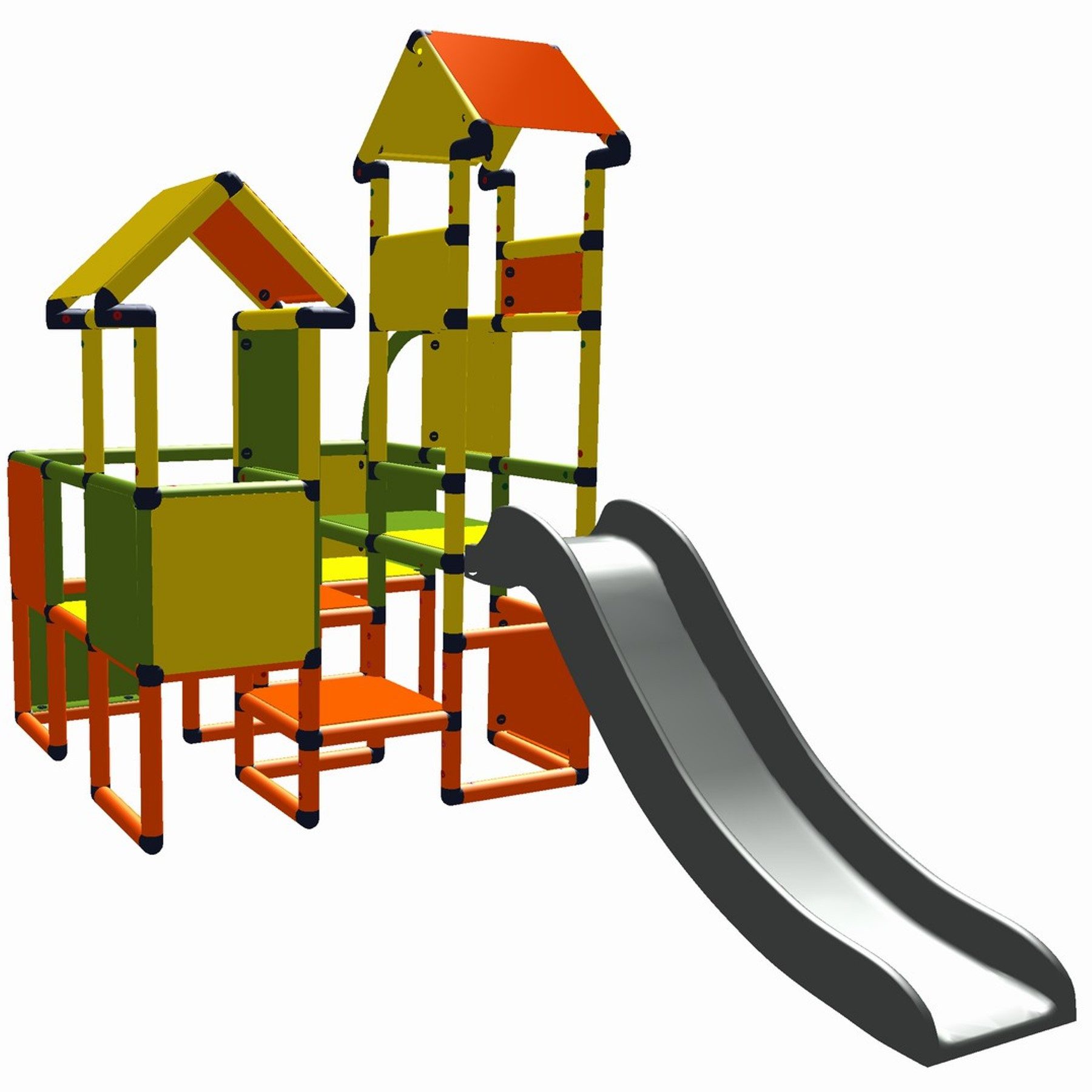 move and stic Klettergerüst "Moritz" Motoriktrainer für Kleinkinder mit Rutsche Konstruktions-Spielset, (aus recyclebarem UV-beständigem Kunststoff), Indoor Outdoor, für das Kinderzimmer oder den Garten