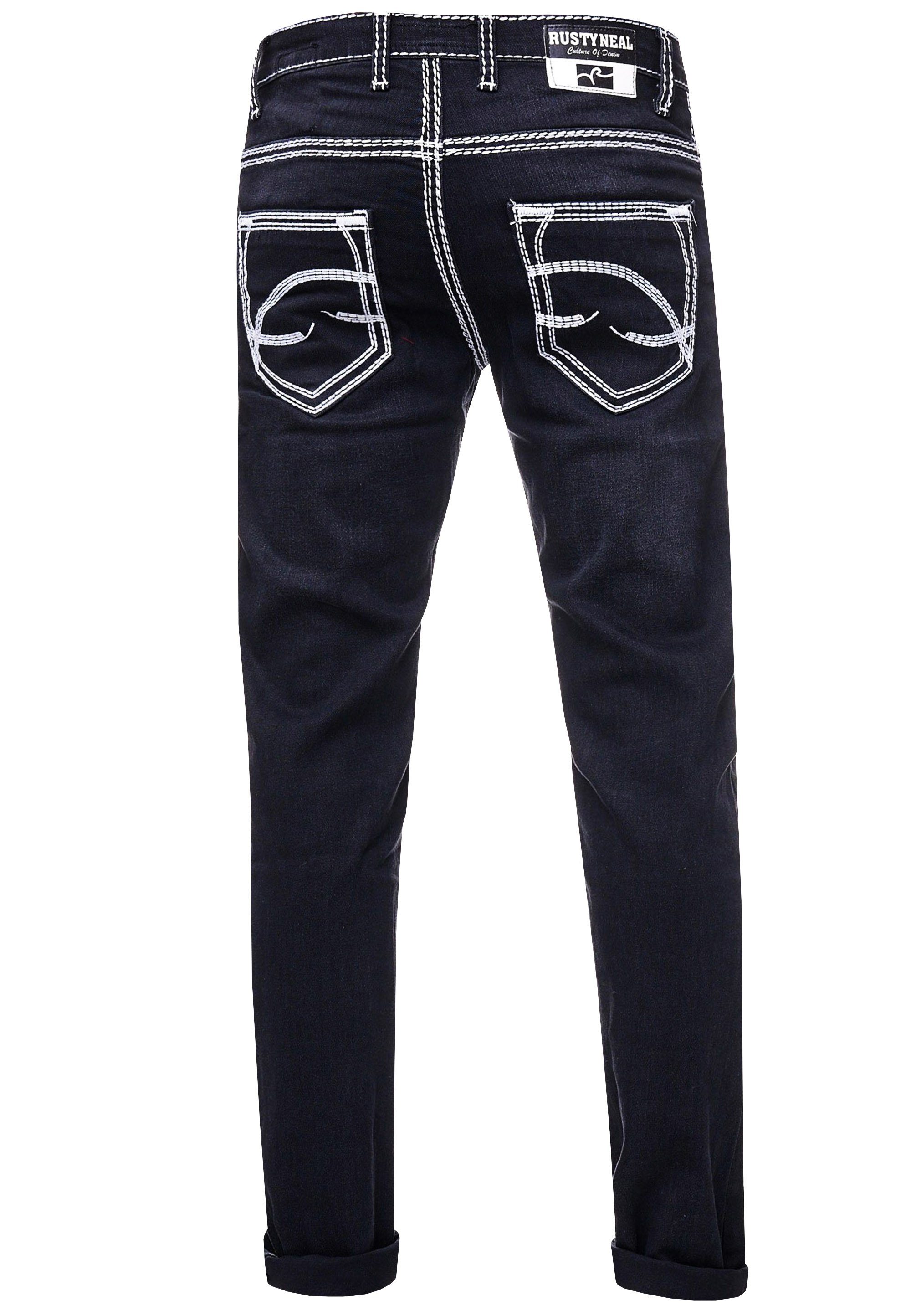Rusty 7 Kontrastnähten Neal LEVIN mit trendigen Straight-Jeans