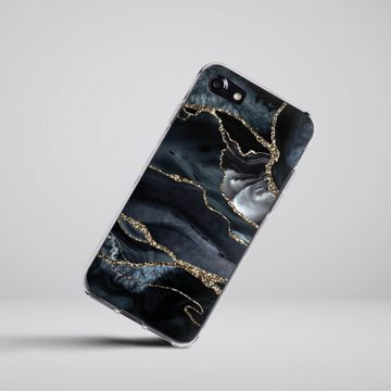 DeinDesign Handyhülle Glitzer Look Marmor Trends Dark marble gold Glitter look, Apple iPhone 8 Silikon Hülle Bumper Case Handy Schutzhülle