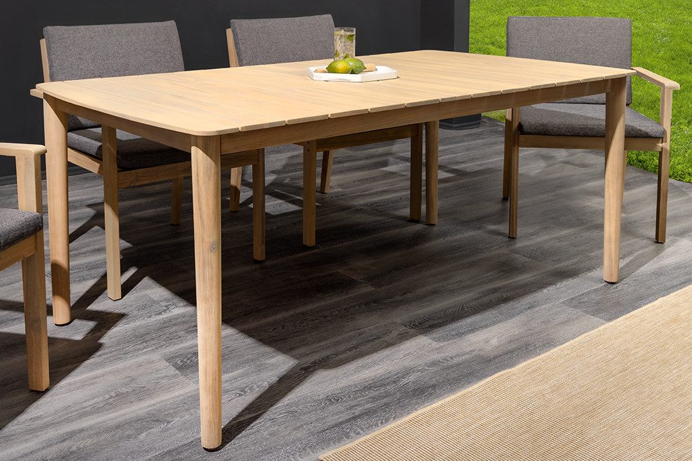 riess-ambiente Gartentisch KOPENHAGEN 160cm natur – Massivholz, wetterfest, Bootsform (Einzelartikel, 1-St), massiver Tisch aus Holz in Bootsform – ideal für den Außenbereich