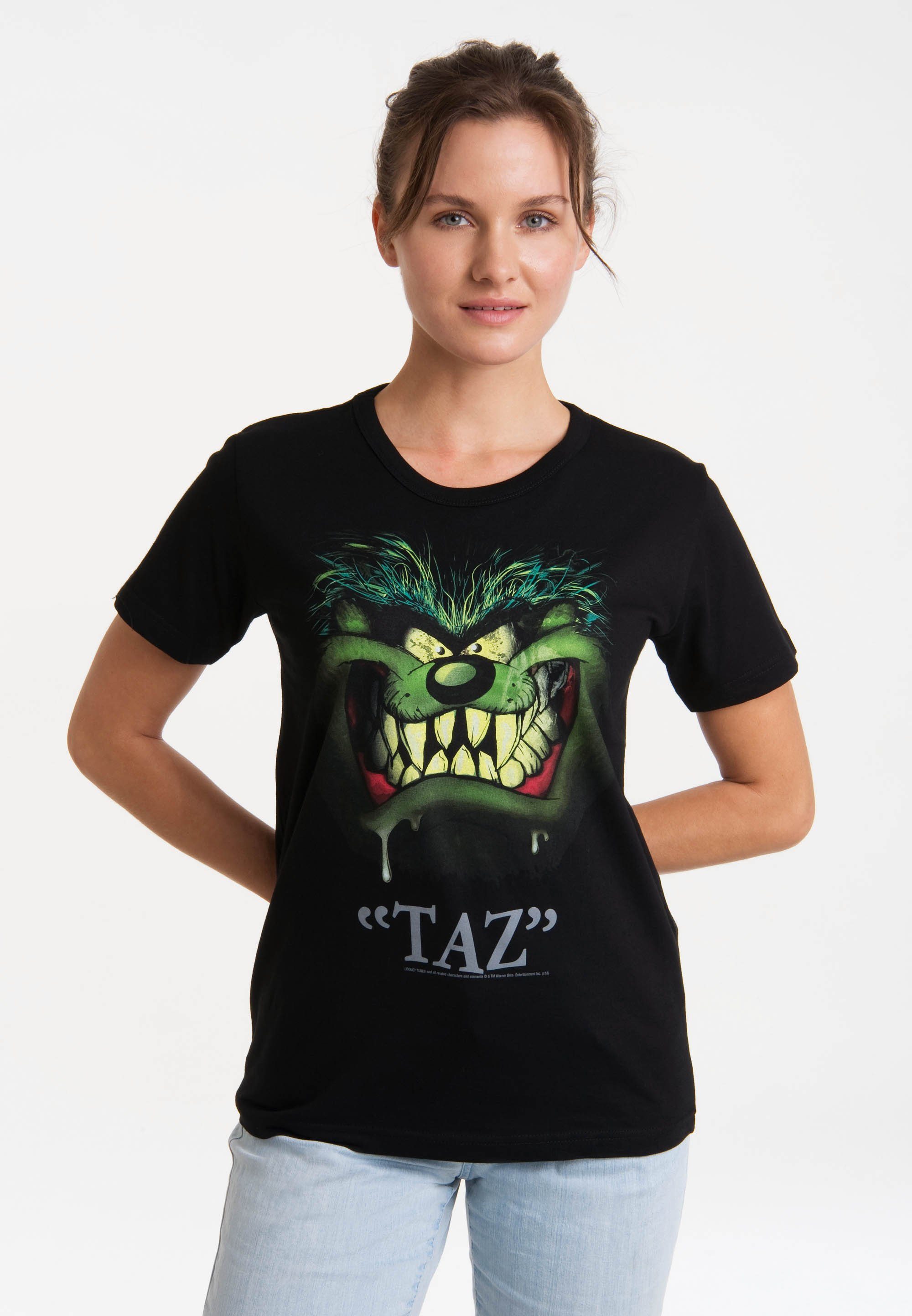 Print Looney Tunes LOGOSHIRT T-Shirt lizenziertem Taz - mit Portrait