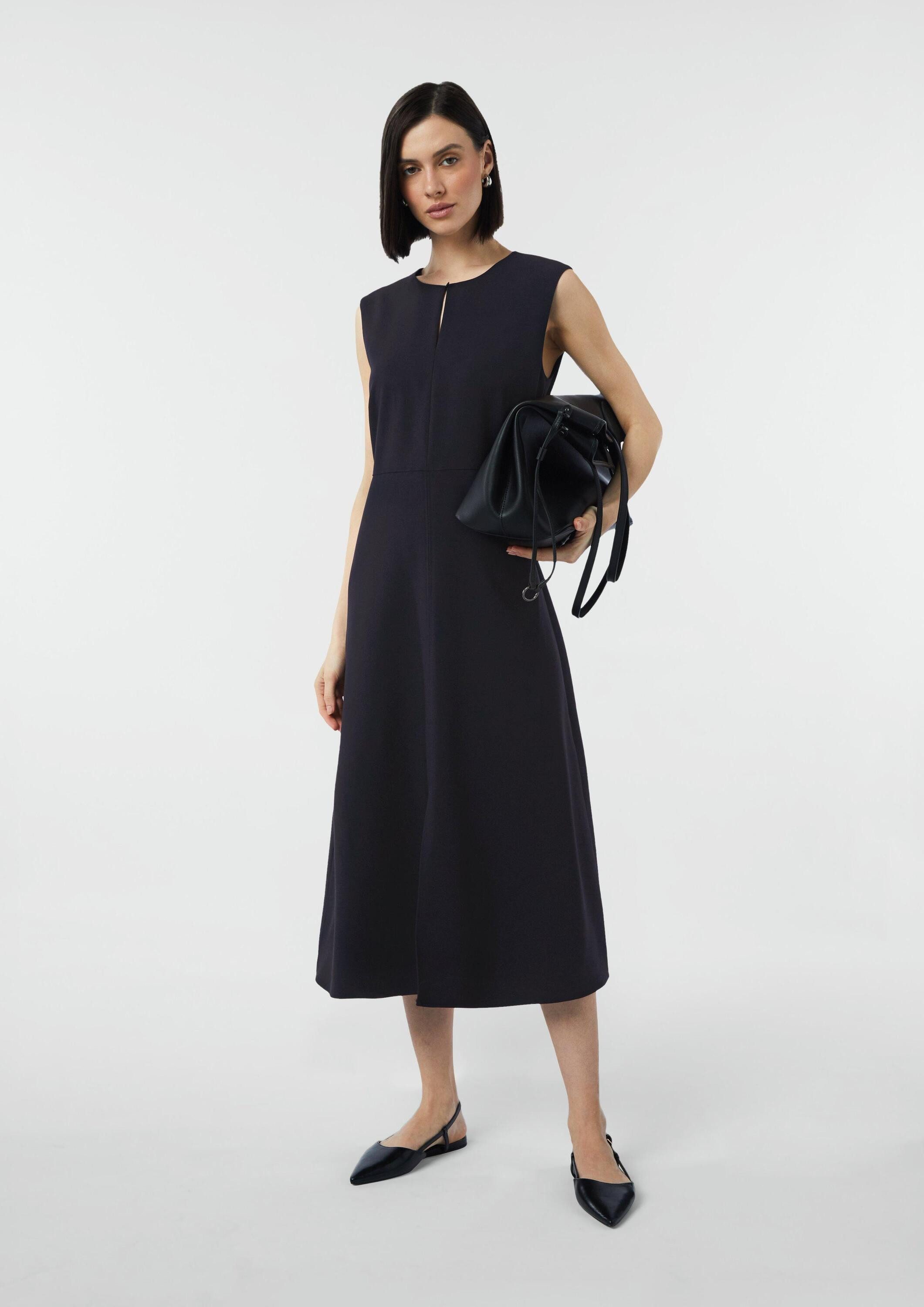 comma Midikleid Kleid Ausgestelltes Midikleid aus Crêpe mit verdecktem Reißverschluss