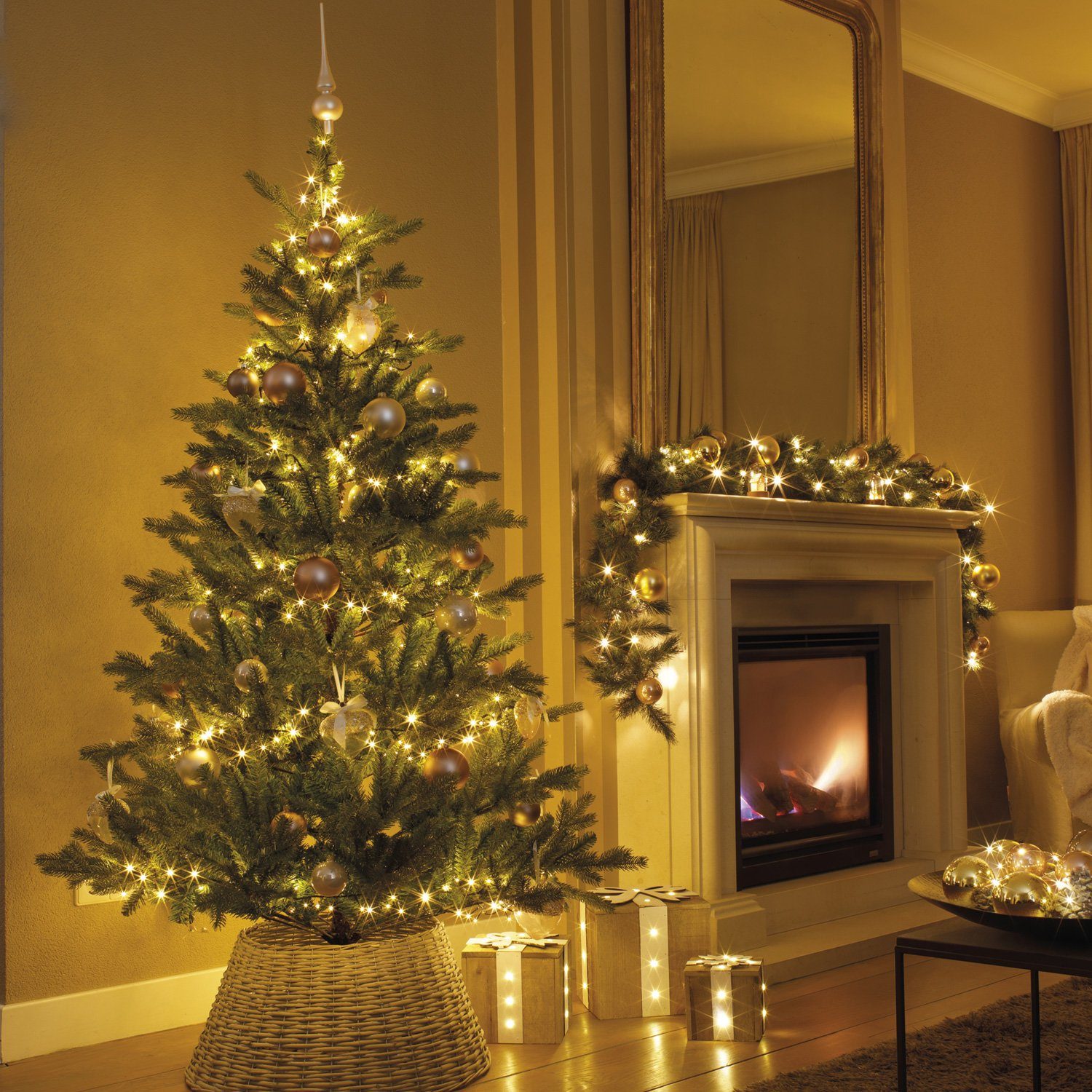 MARELIDA LED-Baummantel LED Lichterkette 1-2 GLOW 6 Stränge 540LED 1,8m Timer für Außen, 540-flammig