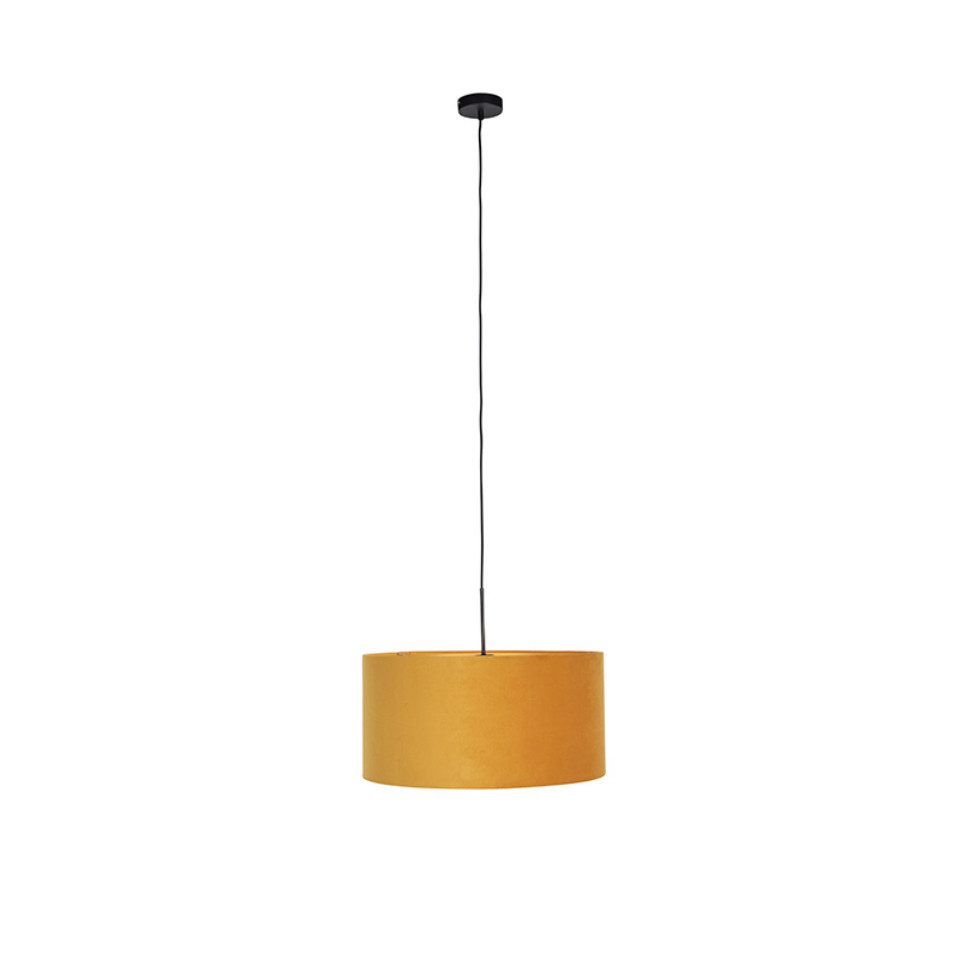 Qazqa Pendelleuchte Combi, ohne Leuchtmittel, Warmweiß, QAZQA Hängeleuchte, e27, Gelb, Textil, country-rustic