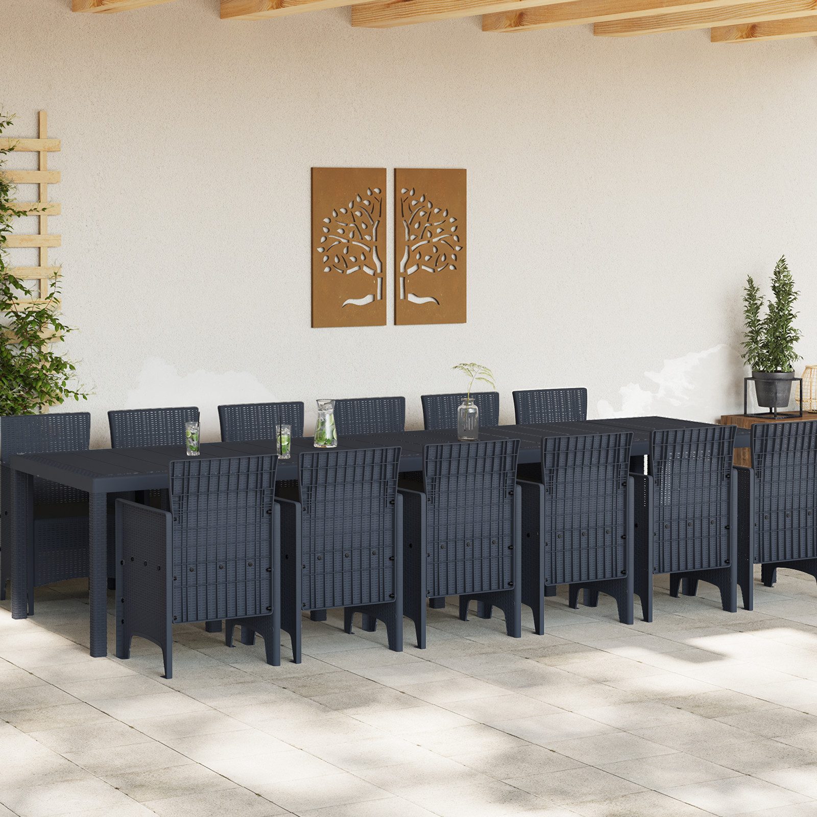 vidaXL Gartentisch 13-teiliges Garten Essset Anthrazit günstig online kaufen