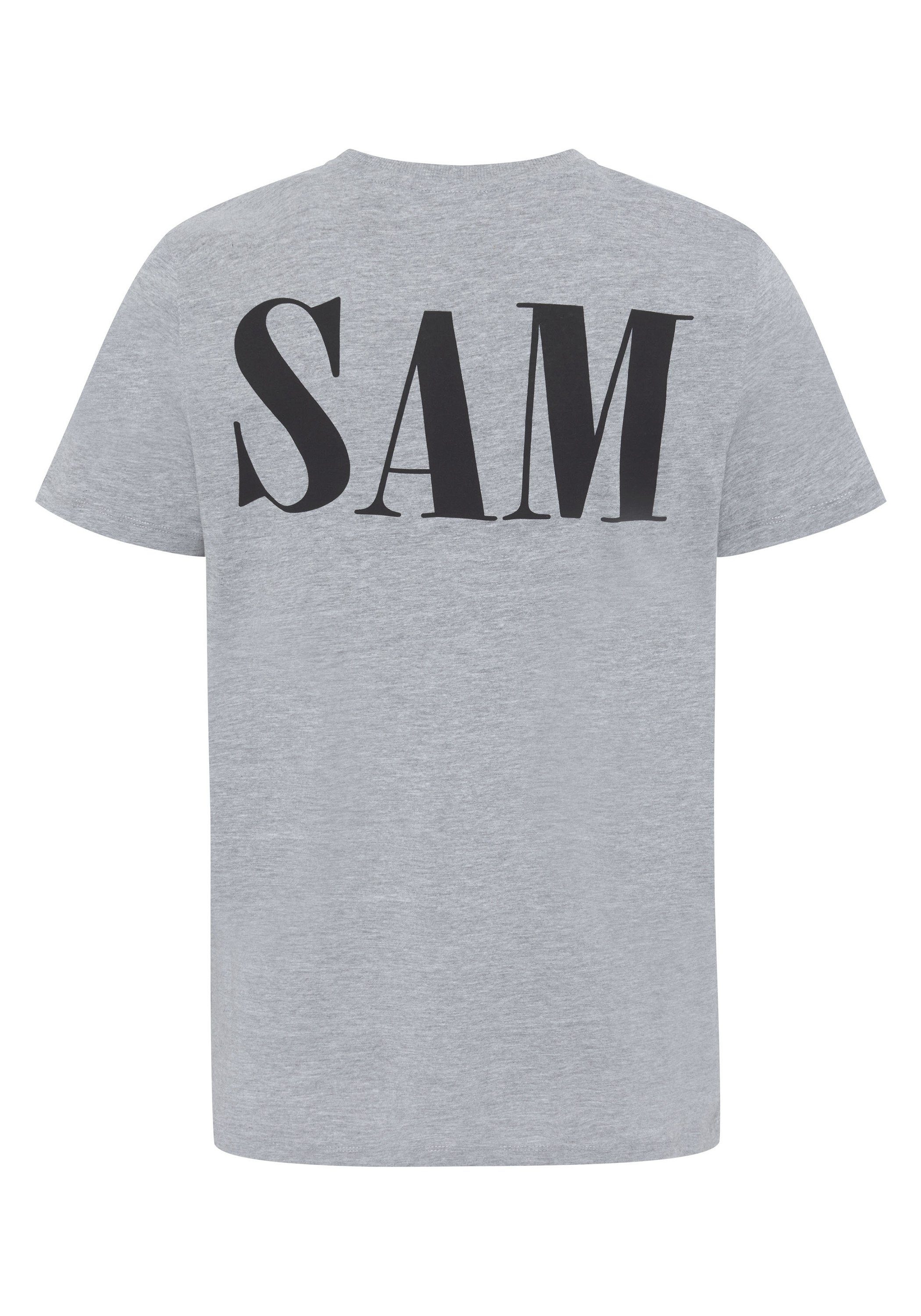 Uncle Sam Print-Shirt Print Logo 17-4402M Gray Melange mit Neutral