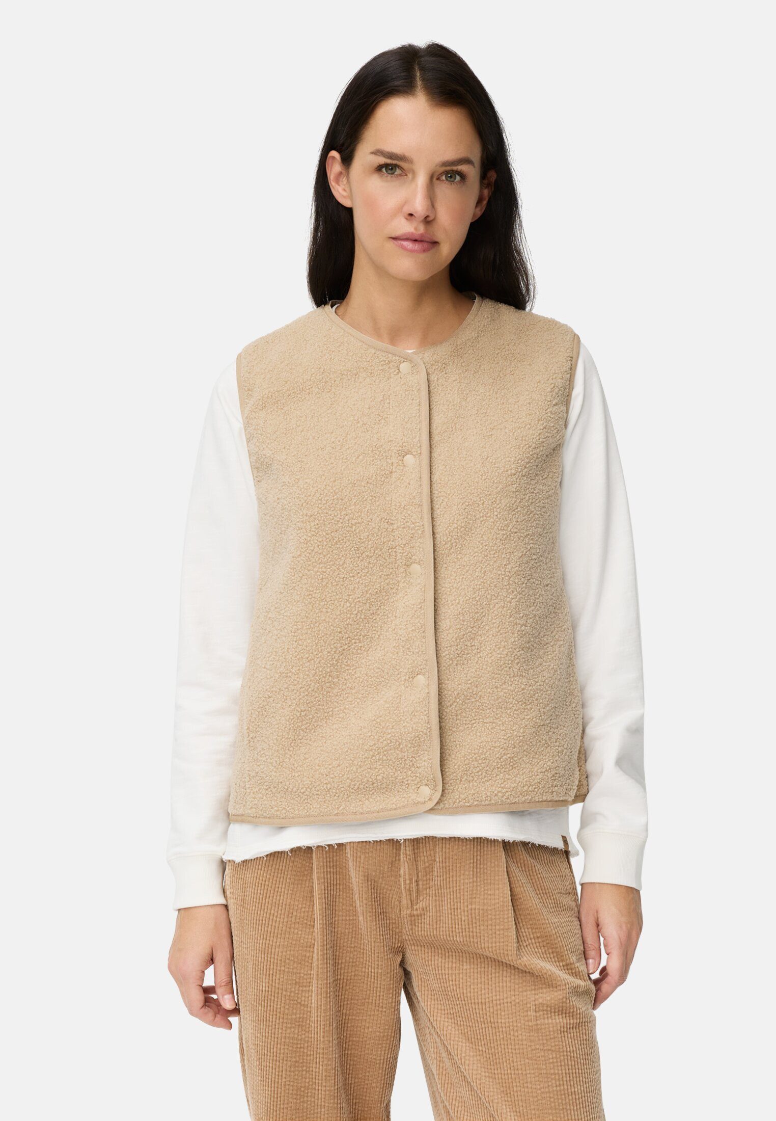 camel active Fleeceweste mit Knopfverschluss ärmellos Stehkragen günstig online kaufen