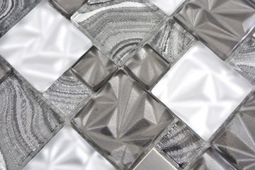 Mosani Mosaikfliesen Glasmosaik Mosaikfliesen Stahl grau anthrazit schwarz