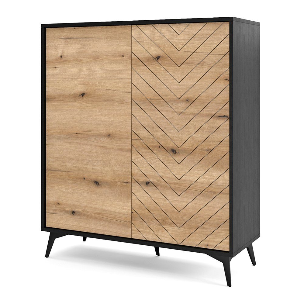Lomadox Highboard DALE-160, Anrichte Kommode Wohnzimmer schwarz Eiche 104x1 günstig online kaufen