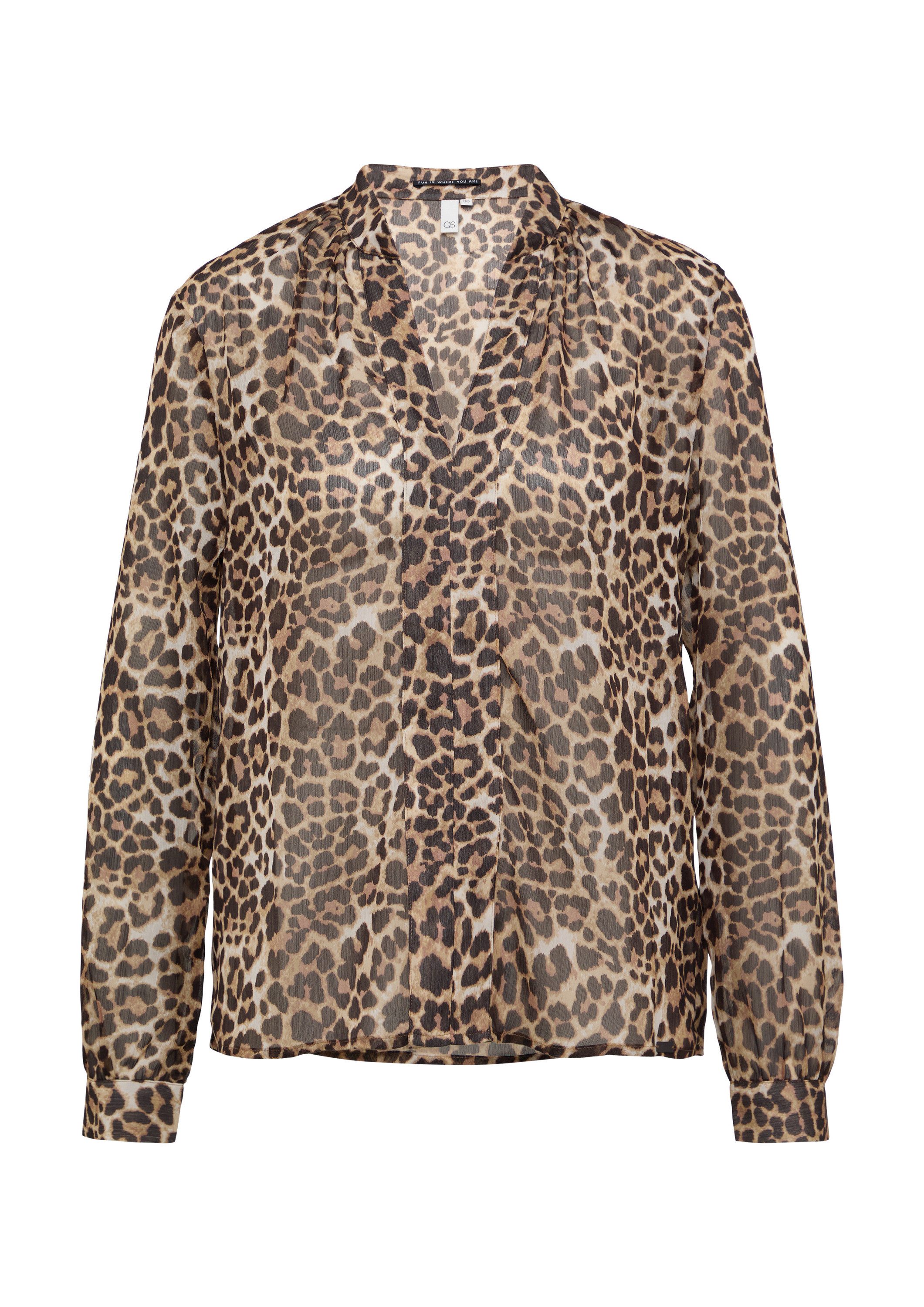 QS Langarmbluse Bluse Leicht transparente Chiffonbluse mit All-over-Print günstig online kaufen