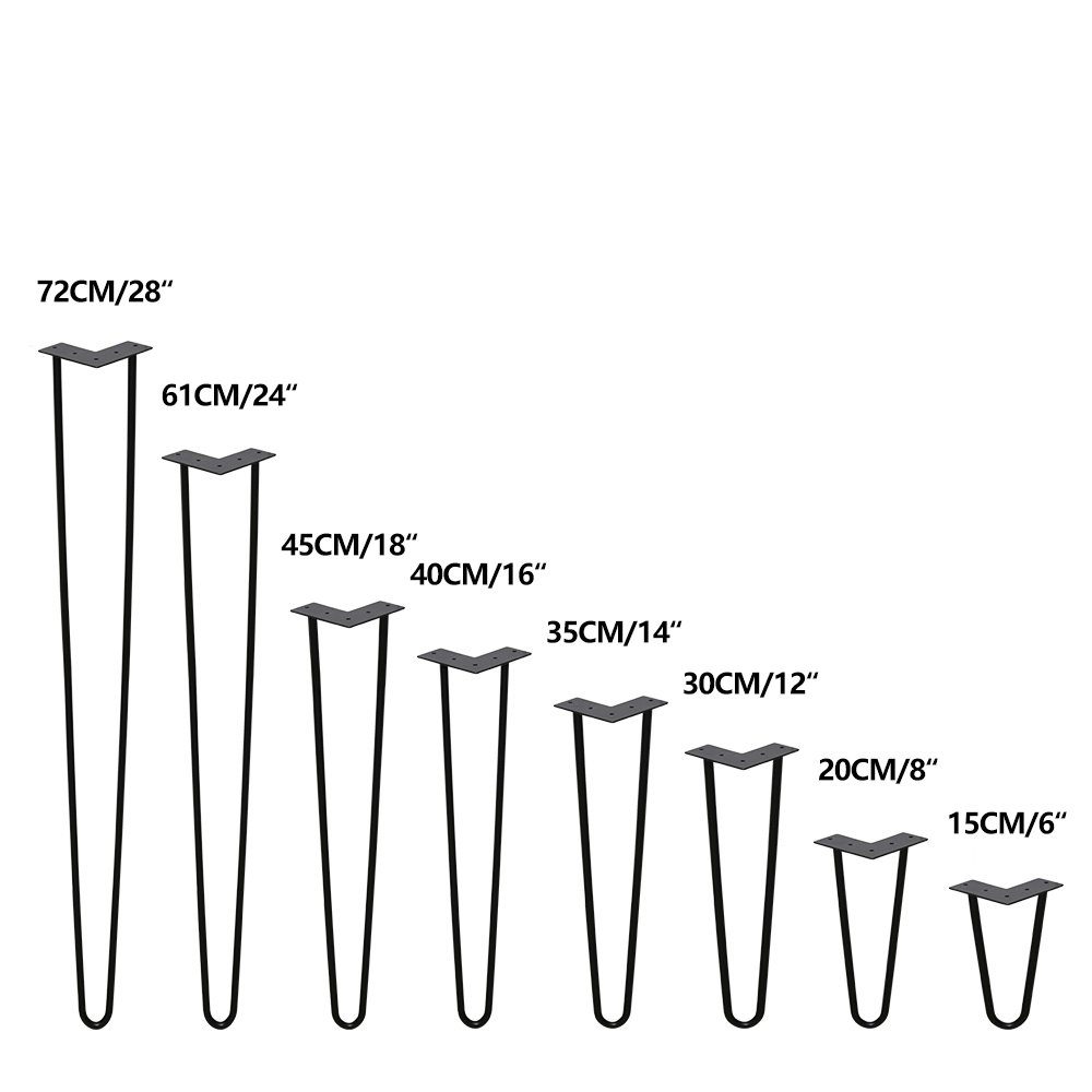 4x Schwerlastbeine Couchtisch Legs 2-Streben Hairpin Esstisch mit angeschweißt Gimisgu Tischbeine, Tischbein Fußscheibe DIY