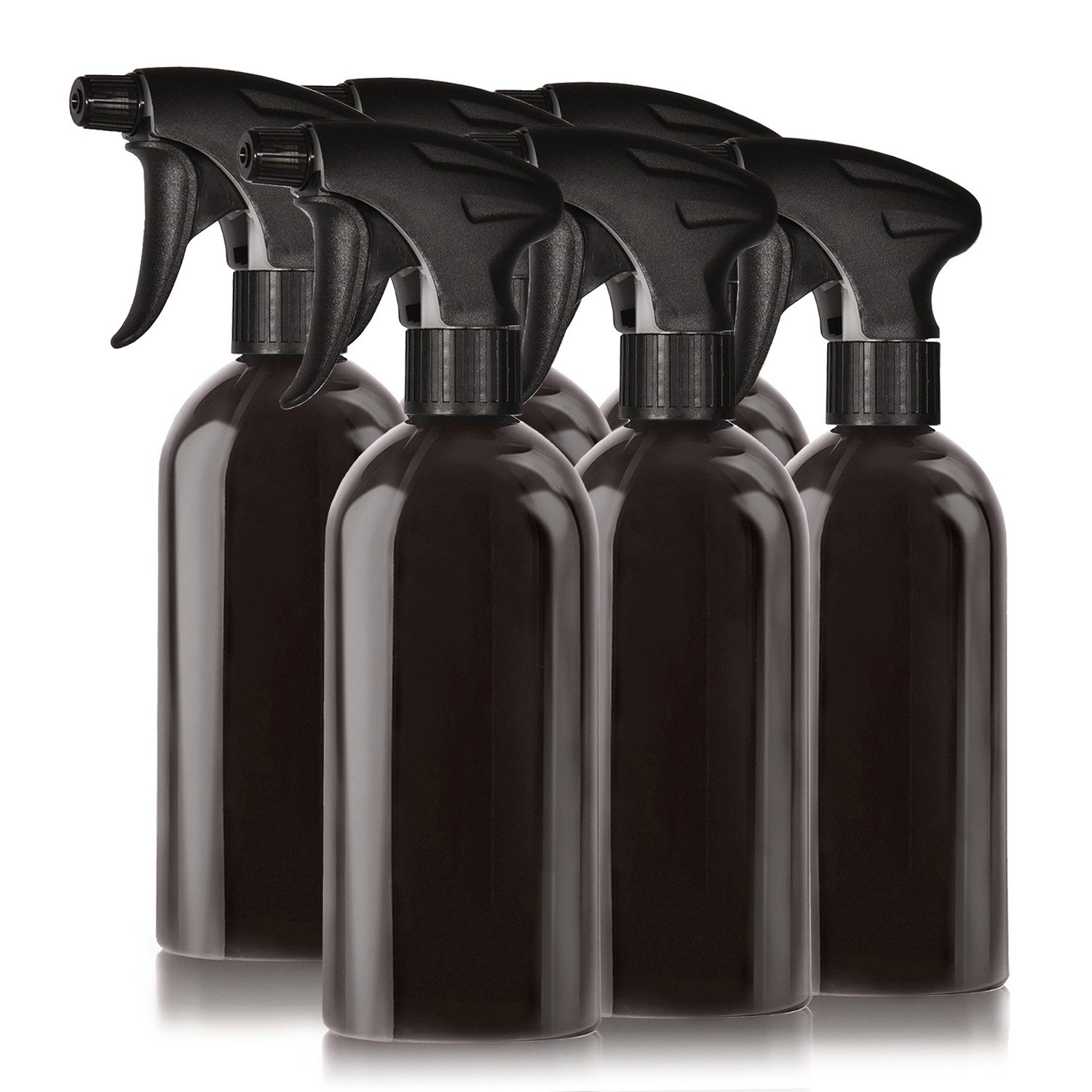 Oputec Sprühflasche 6 x 500ml Sprühflasche aus Kunststoff Schwarz zum Befüllen