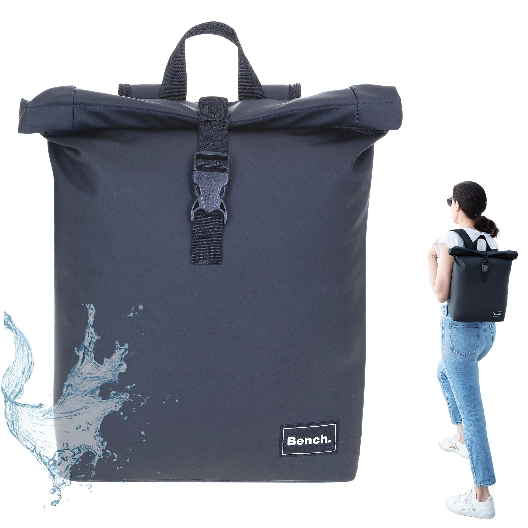 Bench. Freizeitrucksack Rucksack Damen Hydro Compact aus Plane wetterfest Outdoor, kleines Laptop Fach Daypack Büro Freizeit 64222 + Etui