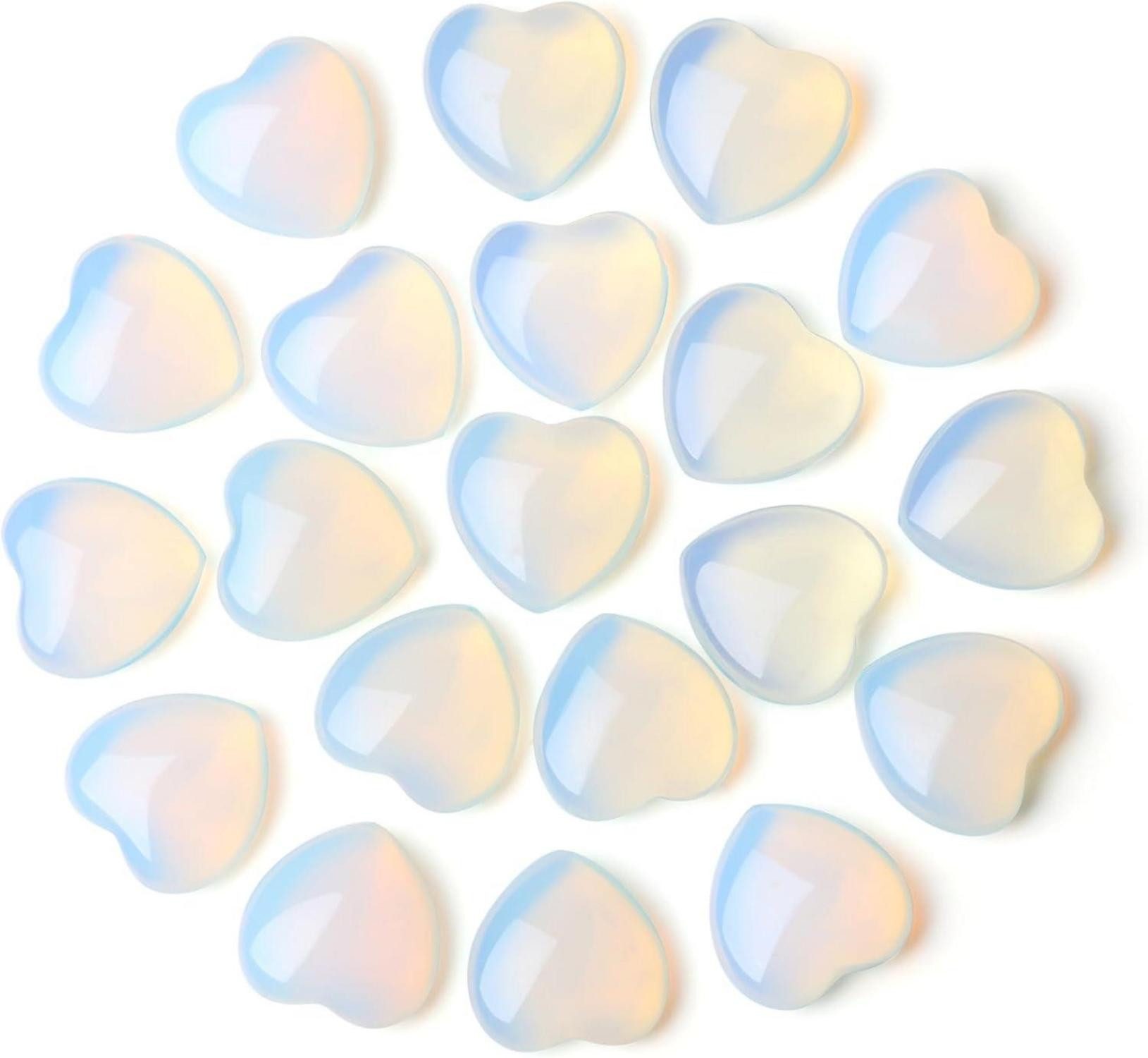 Edelstein 20er Opal Herz Edelsteine Set Naturstein Kristalle Reiki 0,6 Zoll