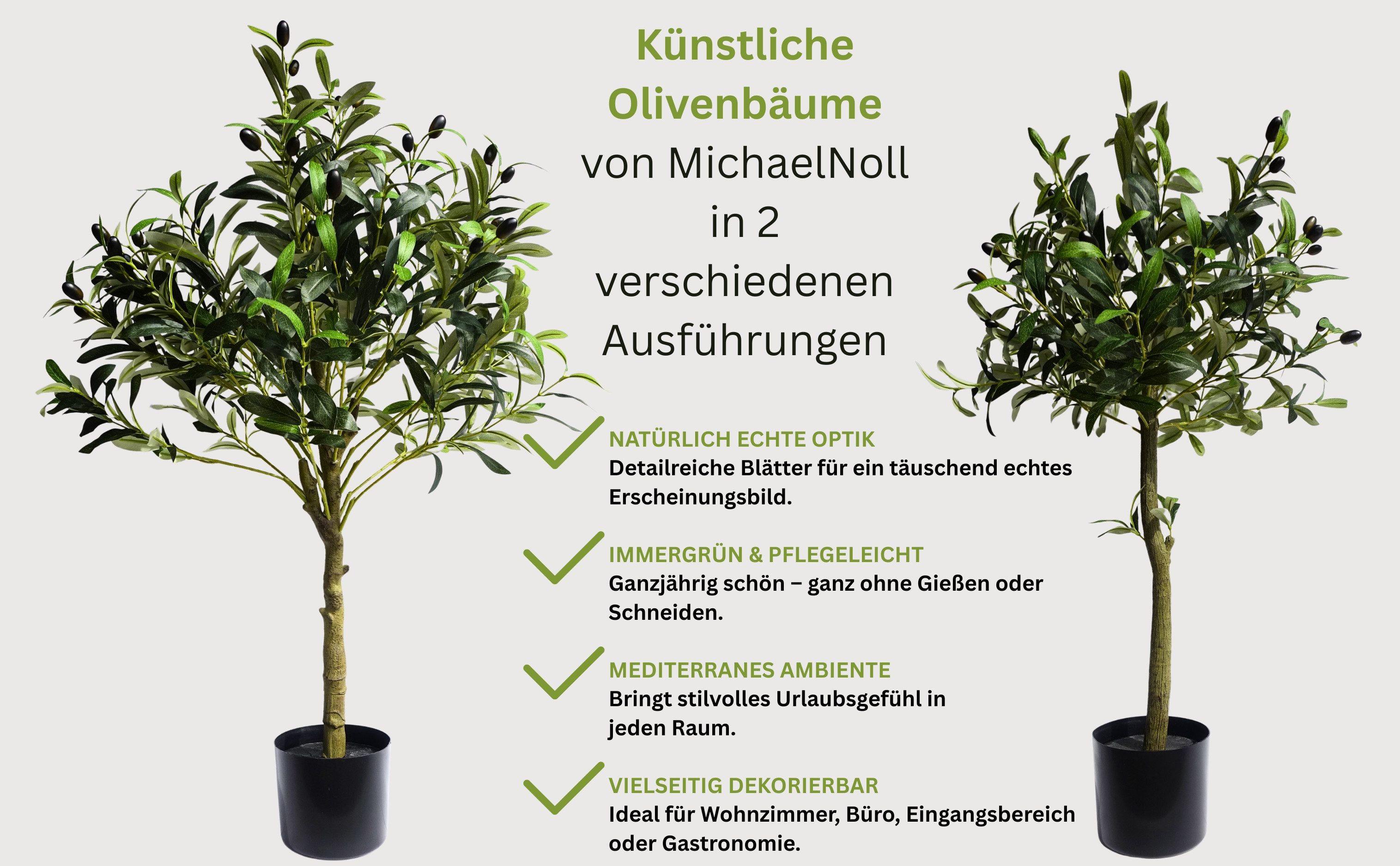 Kunstpflanze Künstlicher Olivenbaum – Kunstpflanze Kunstbaum Olive Dekobaum Olivenbaum, MichaelNoll, Höhe 95 cm – Bild 5 von 5