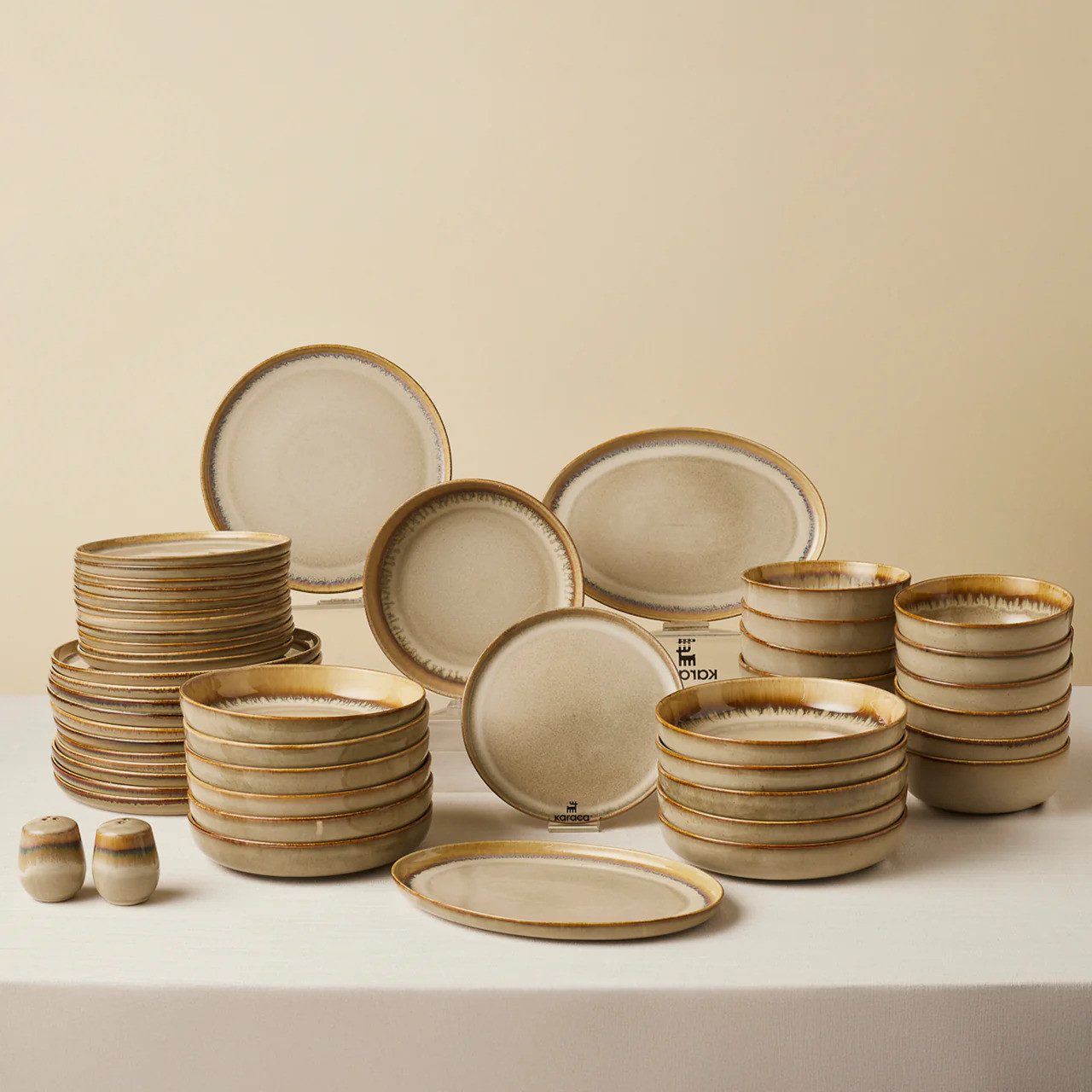 Karaca Geschirr-Set Karaca Earthy Light Reaktiv Geschirrset 12 Personen 52tlg Tafelservice, 12 Personen