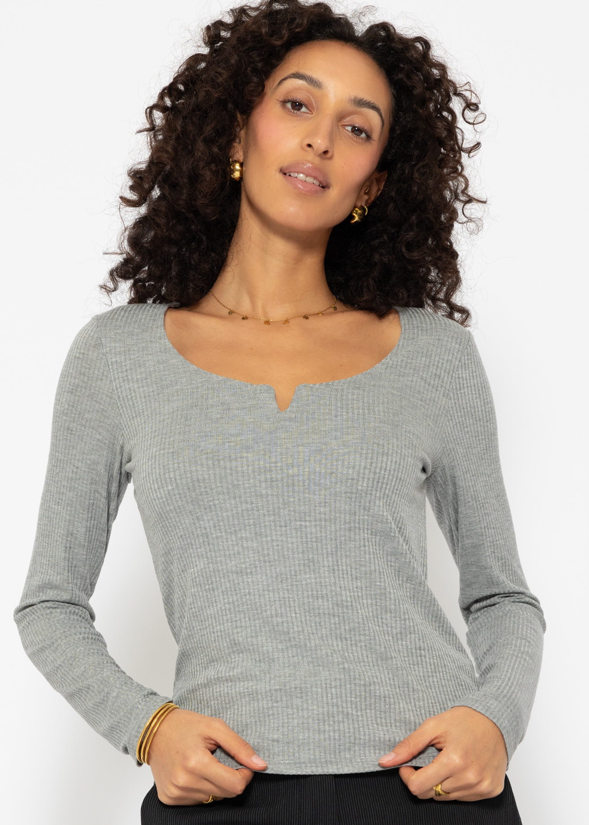 SASSYCLASSY Longshirt Geripptes Langarmshirt Damen mit günstig online kaufen