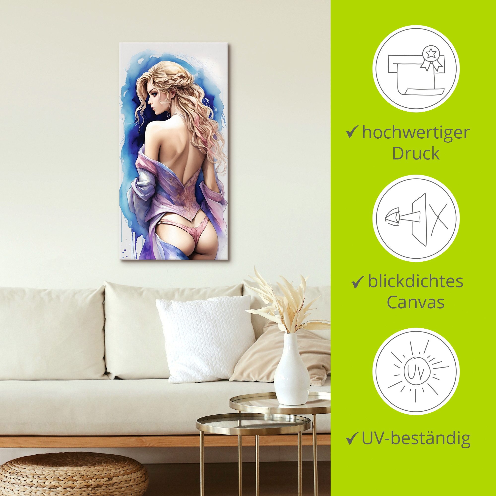 Artland Wandbild Die Schönheit einer Frau VI, Erotische Bilder (1 St), als Alubild, Leinwandbild, Poster, Wandaufkleber in verschied. Größen