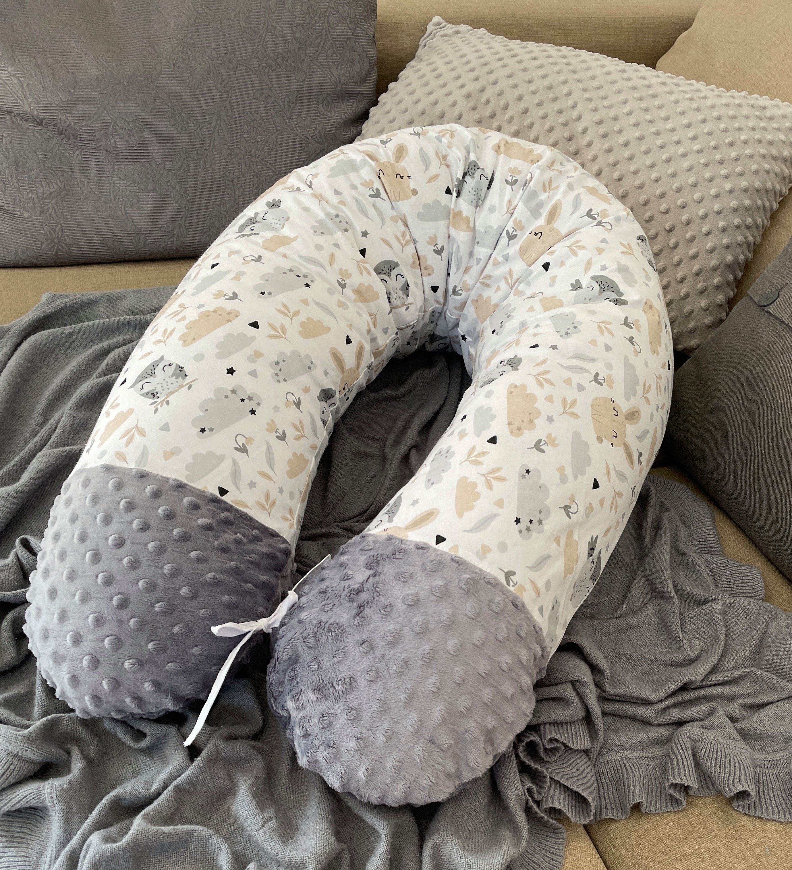 Loolay Stillkissen MINKY Graphit/ HASE Beige Stillkissen Schwangerschaftski günstig online kaufen